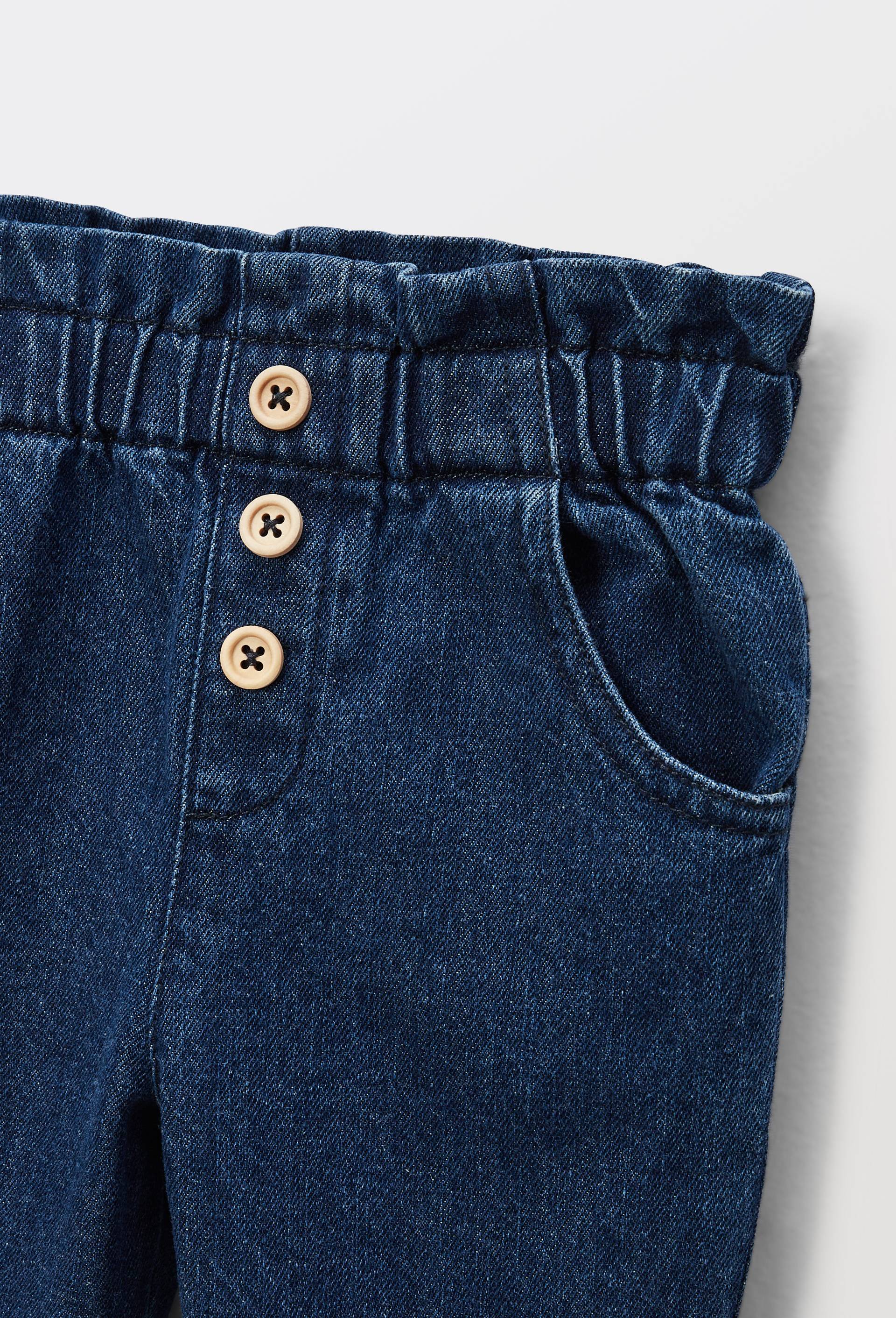 Jean taille haute uni en coton, Bleu fonc&eacute;, large image number 2.0