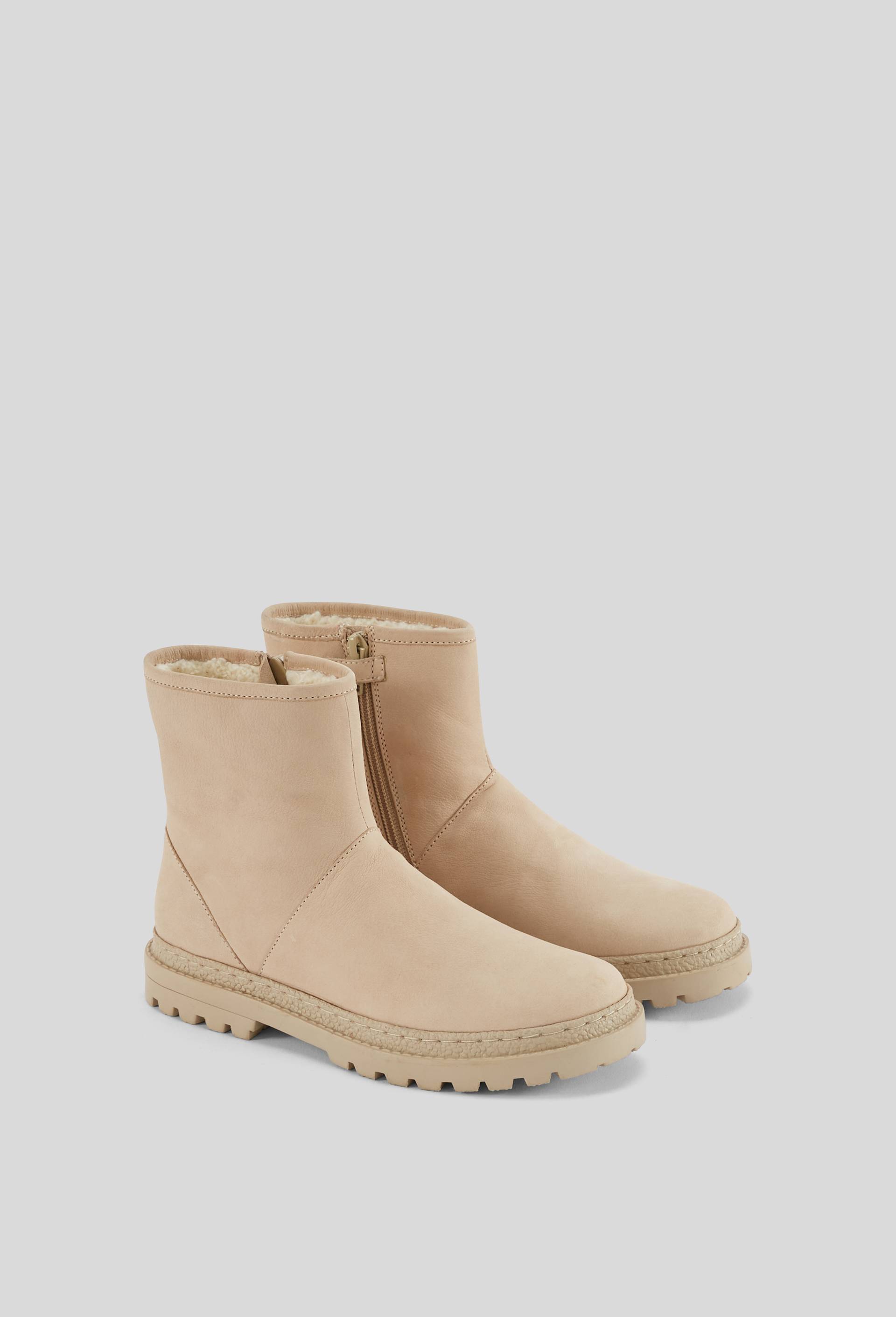 Bottines fourr&eacute;es en cuir, Beige, large image number 0.0