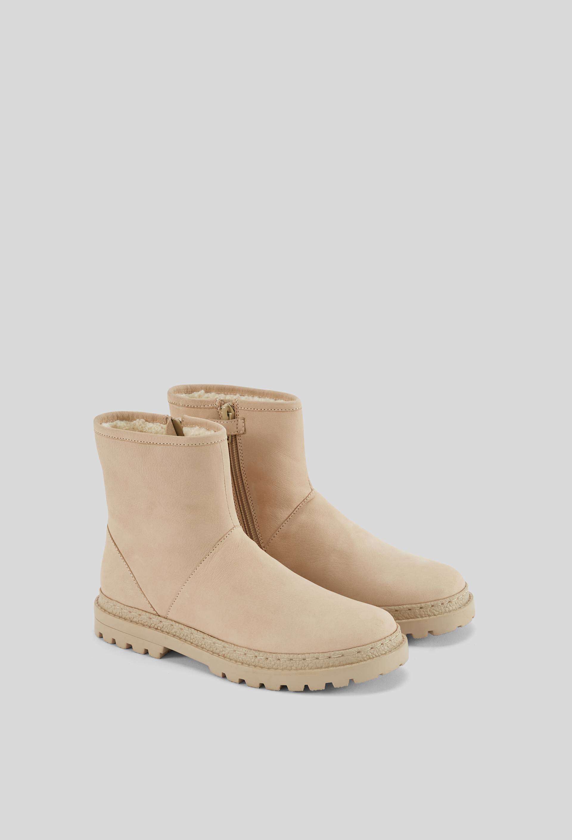 Bottines fourrées en cuir, Beige, large image number 1