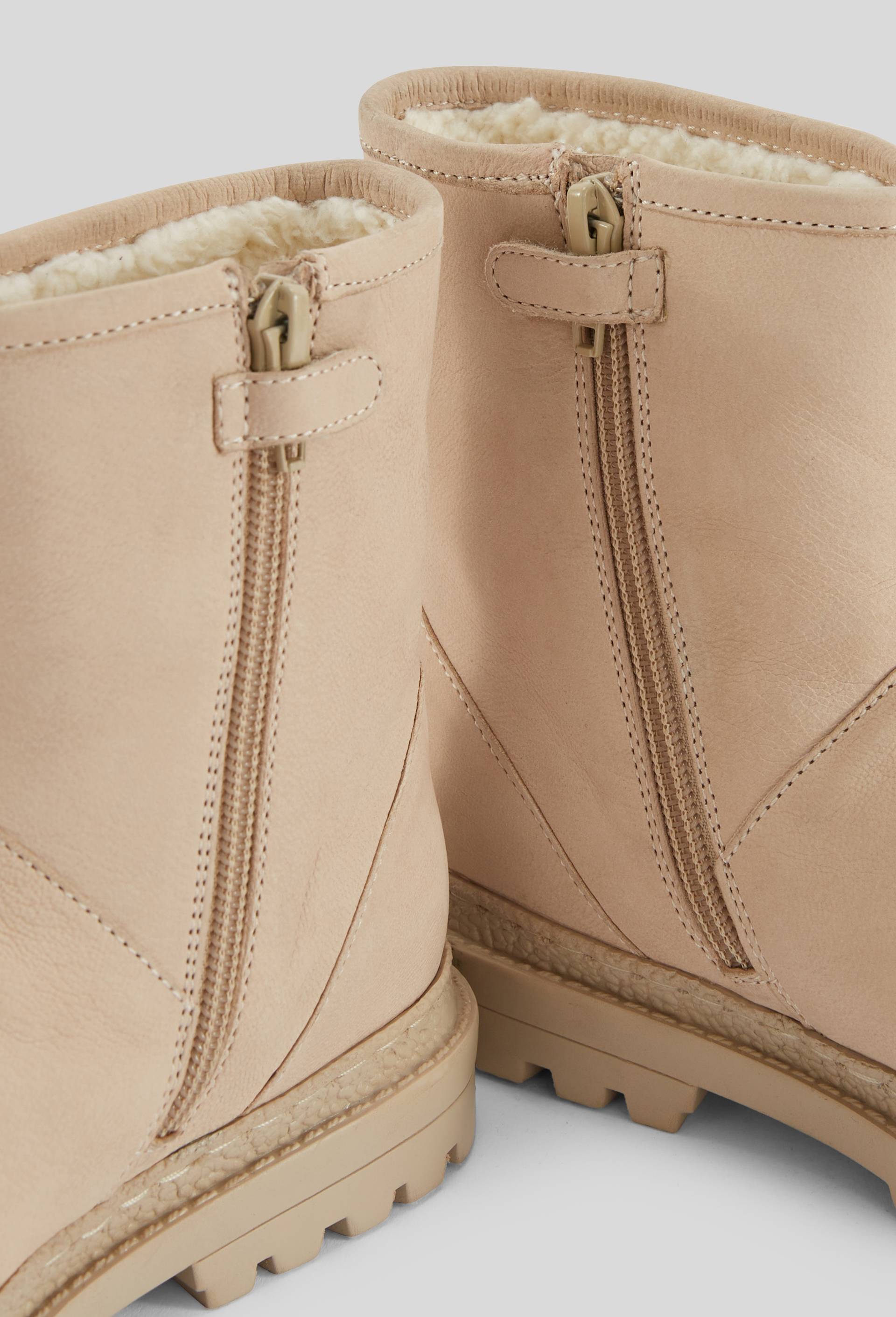 Bottines fourr&eacute;es en cuir, Beige, large image number 2