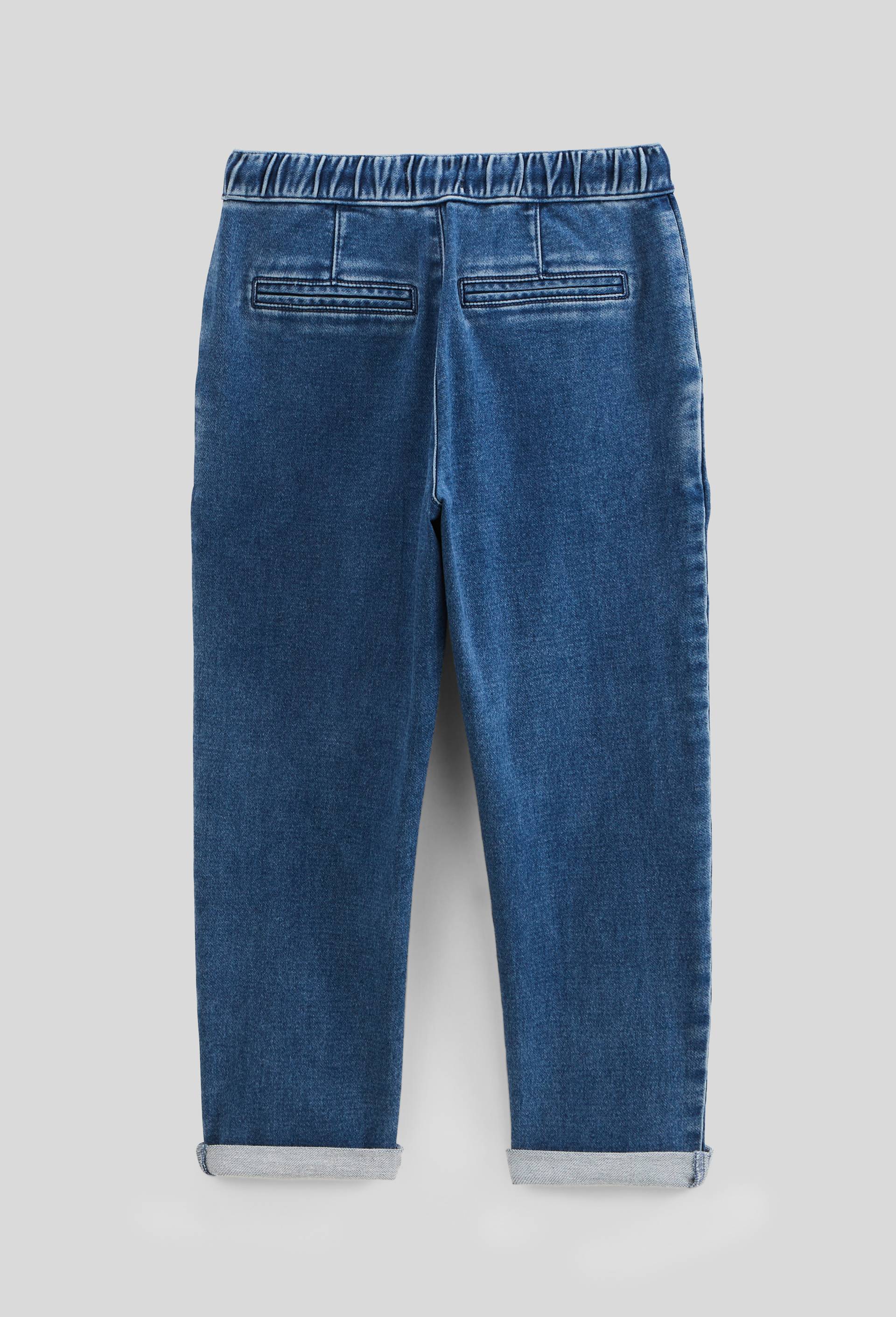 Jean droit taille &eacute;lastiqu&eacute;e contenant du coton, Bleu, large image number 2