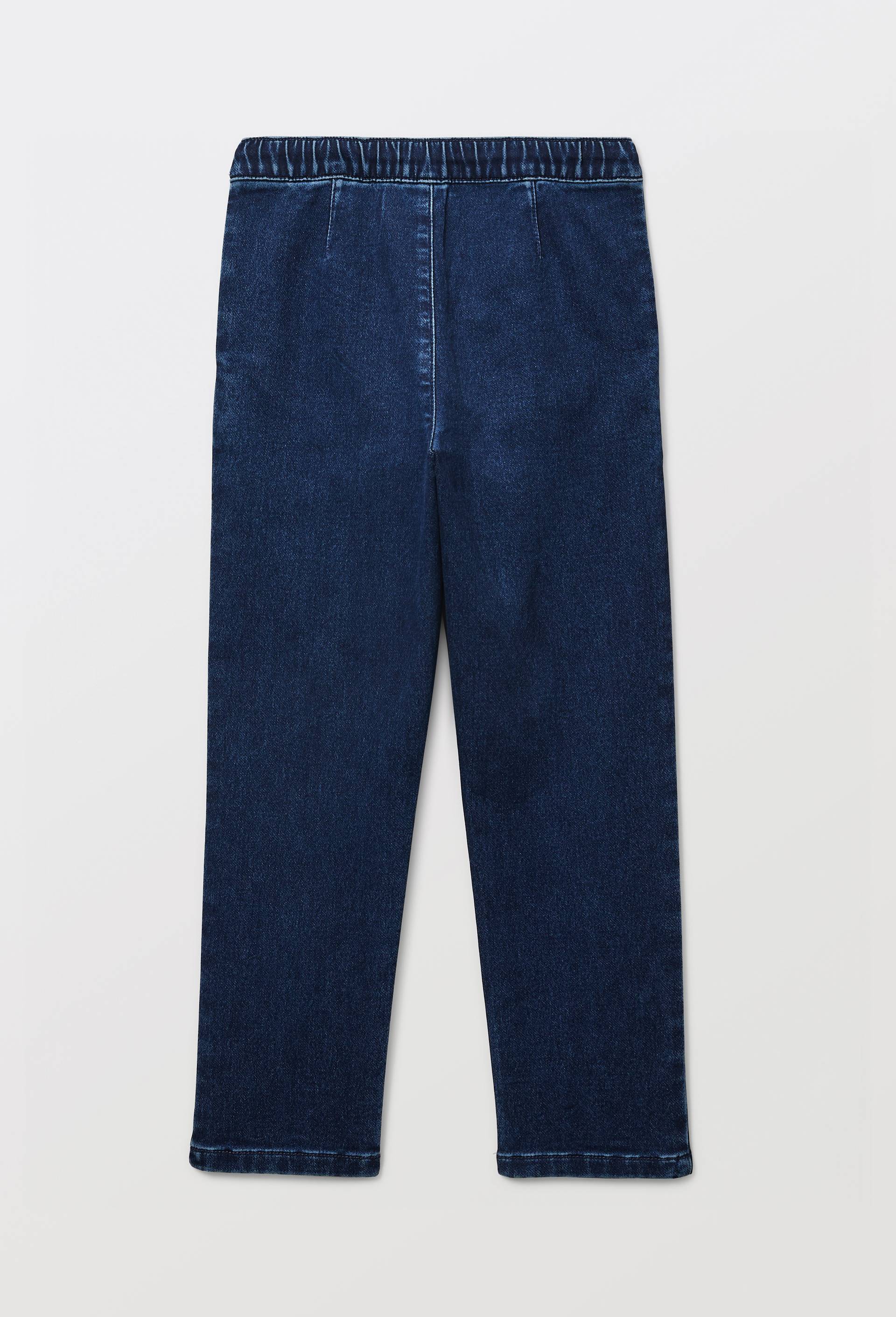 Jean droit taille &eacute;lastiqu&eacute;e contenant du coton, Bleu, large image number 2