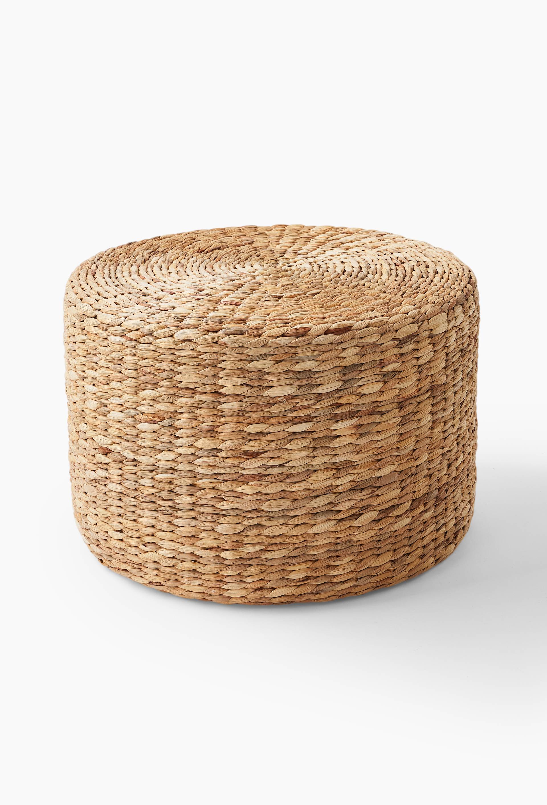 Pouf rigide, 42xH28cm, en jacinthe d'eau,, Beige clair, large image number 0