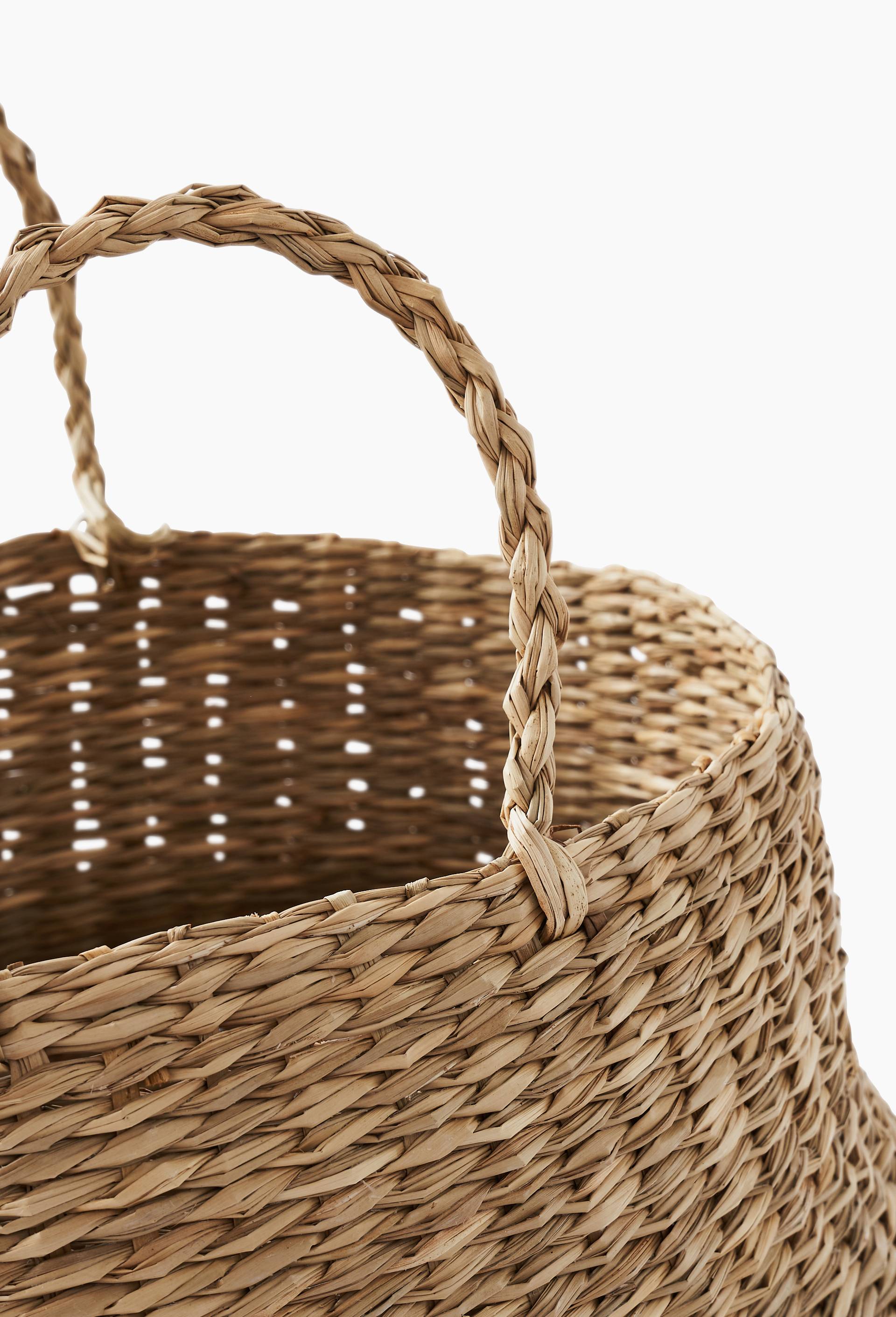Panier vietnamien anses, 34x27cm, en jonc de mer, Beige clair, large image number 1