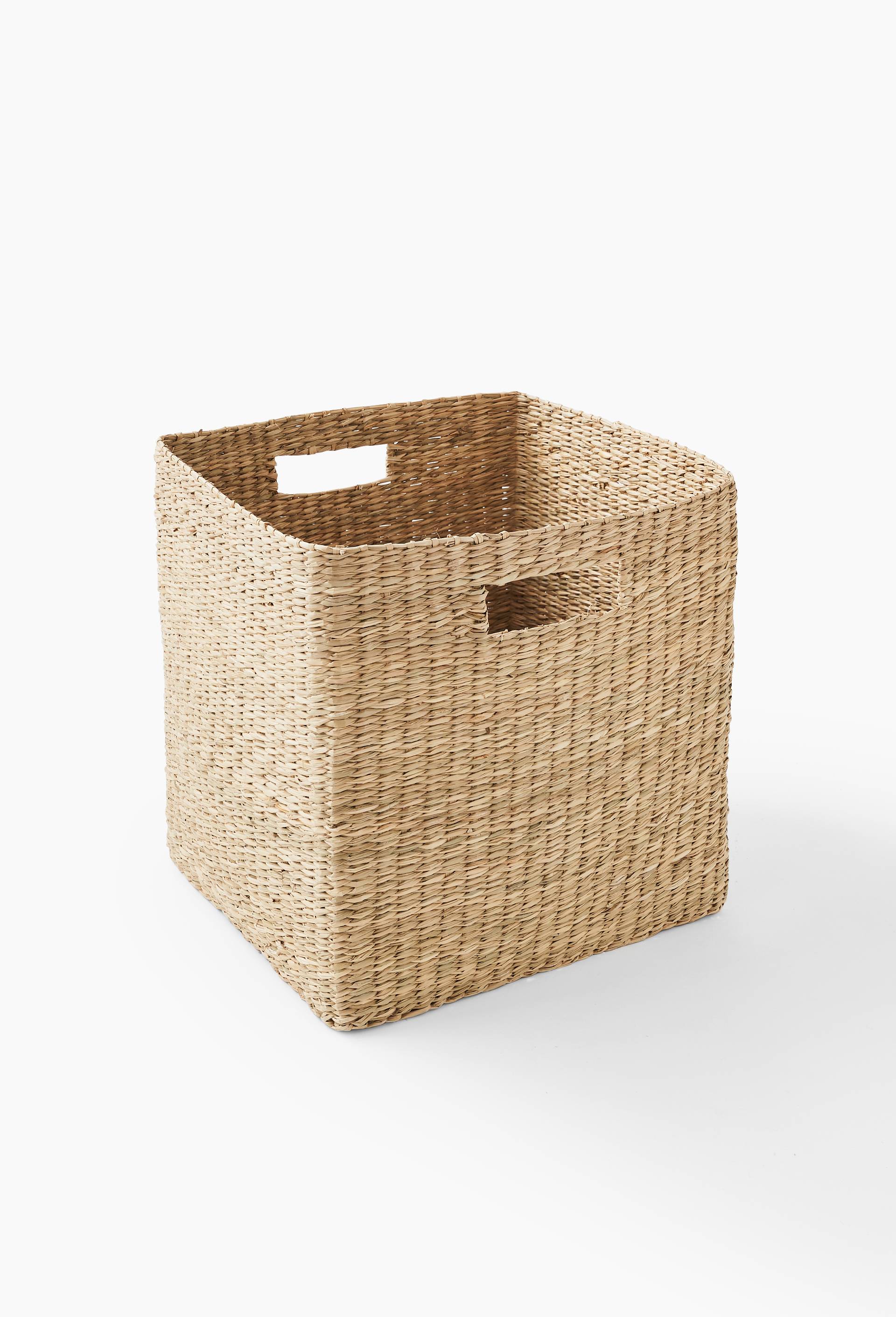 Cube de rangement, 32x32cm, en jonc de mer, Beige clair, large image number 0