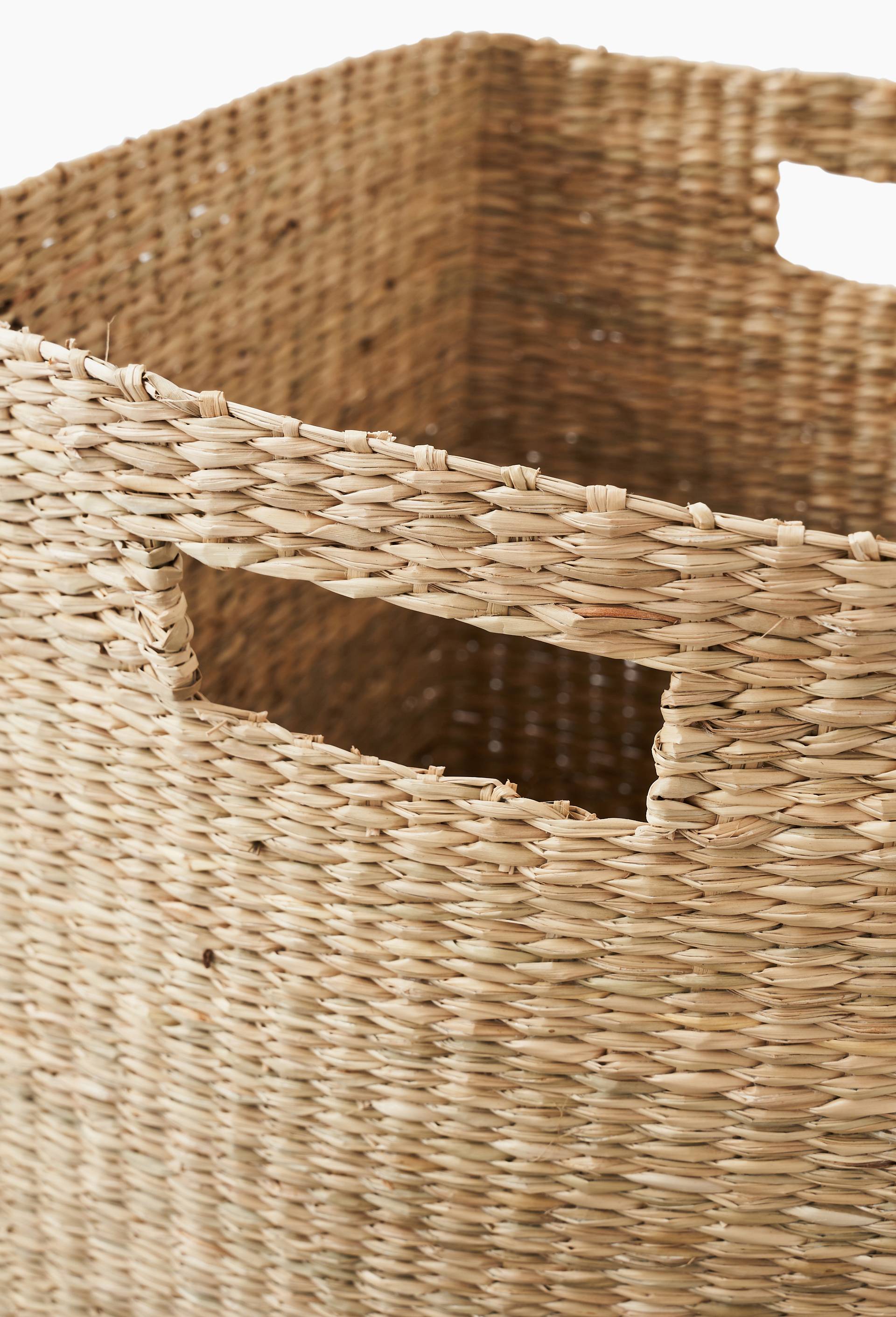 Cube de rangement, 32x32cm, en jonc de mer, Beige clair, large image number 1