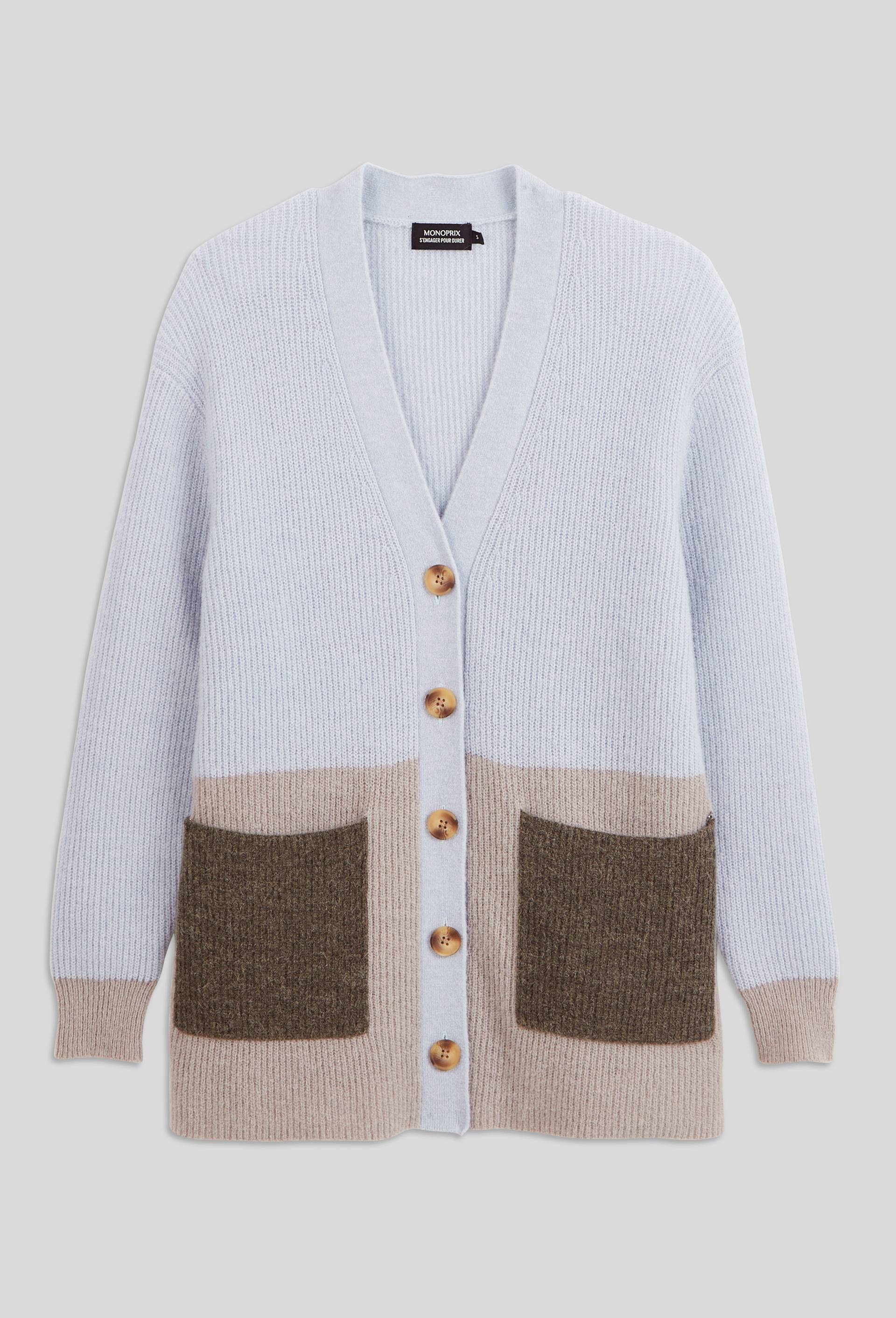 Cardigan long avec boutonnage classique, contient de l'alpaga., BLEU, large image number 2.0