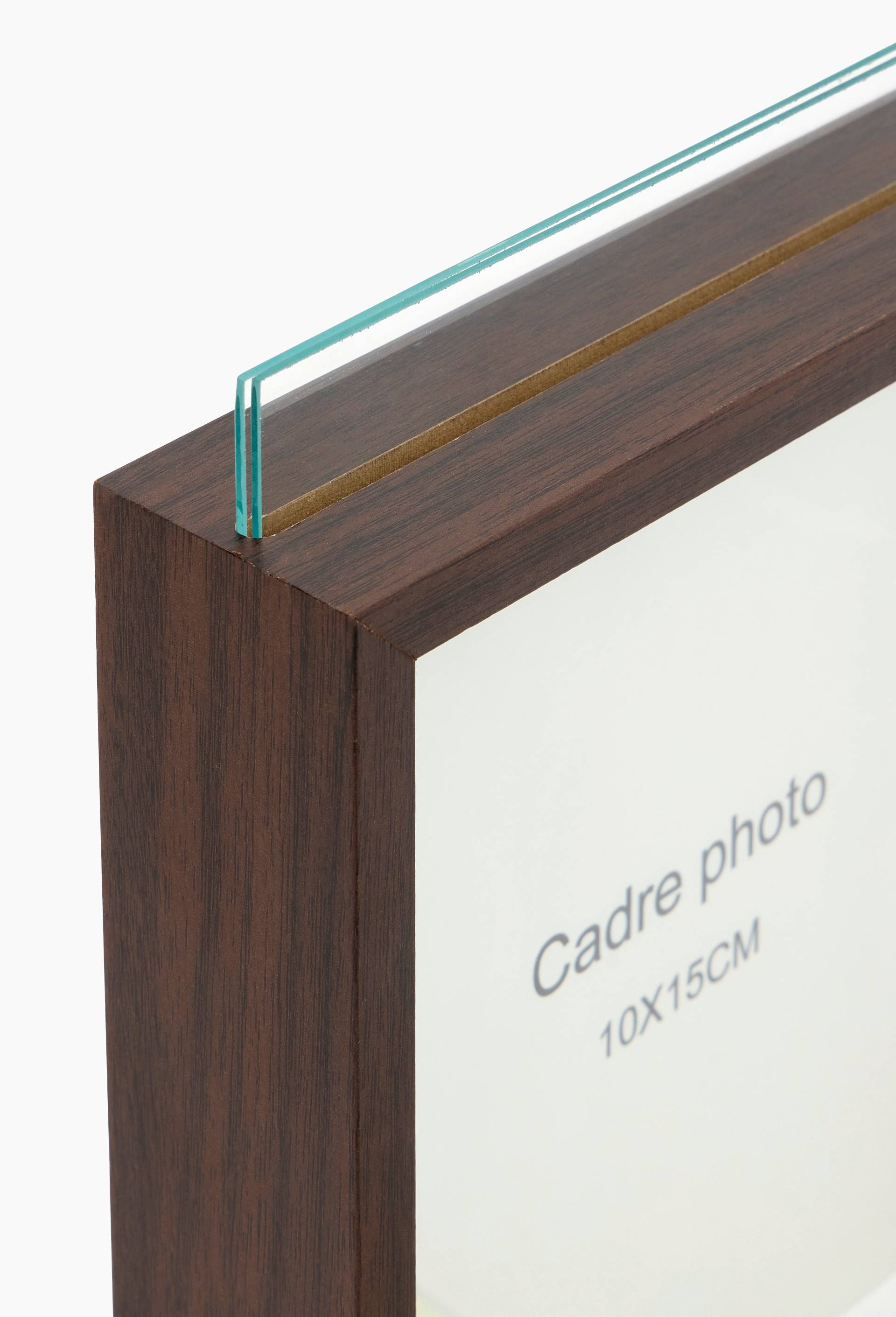 Cadre photo, 10x15cm, en verre et mdf, Brun, large image number 1