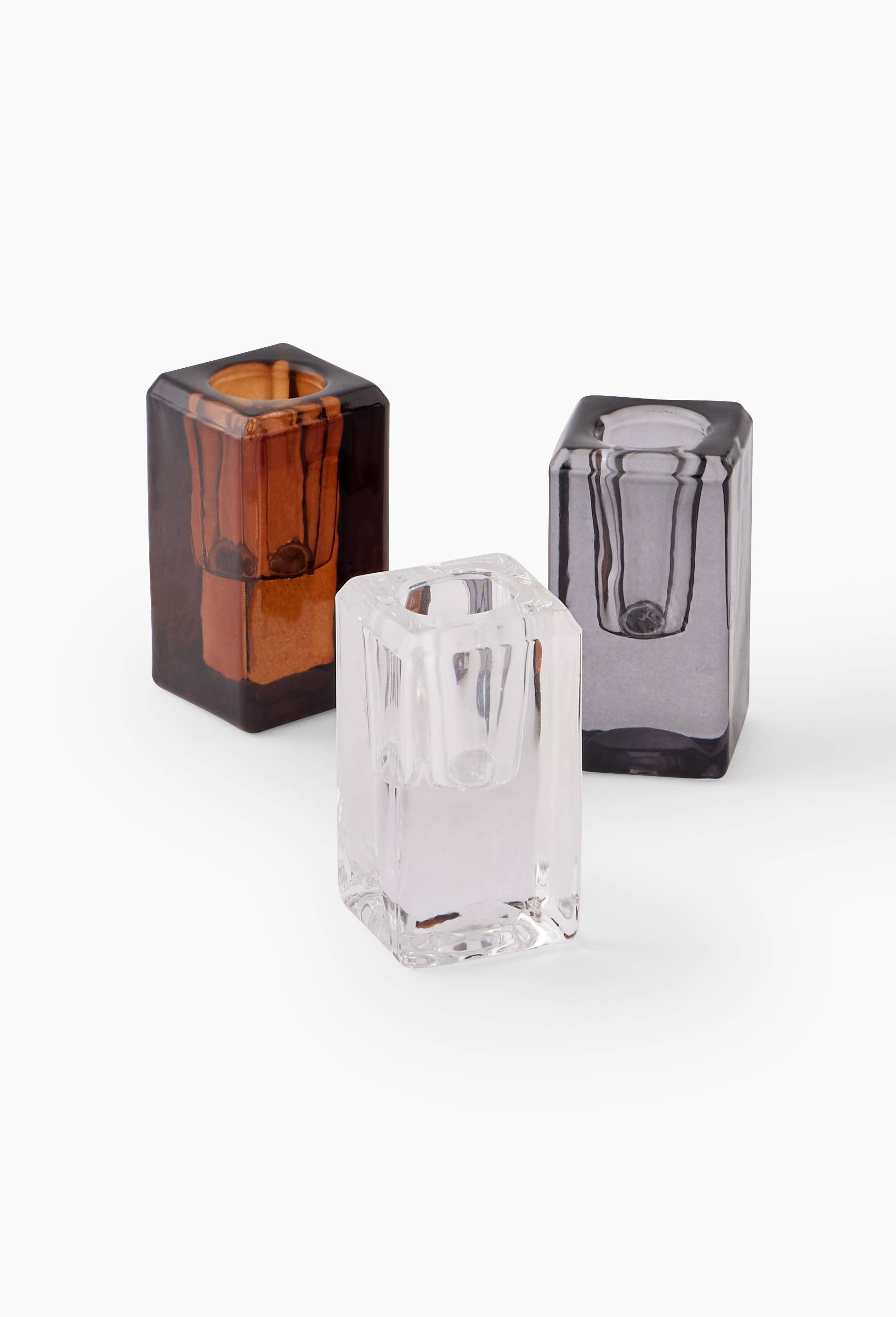 Bougeoir, 4x8cm, en verre, Jaune fonc&eacute;, large image number 1