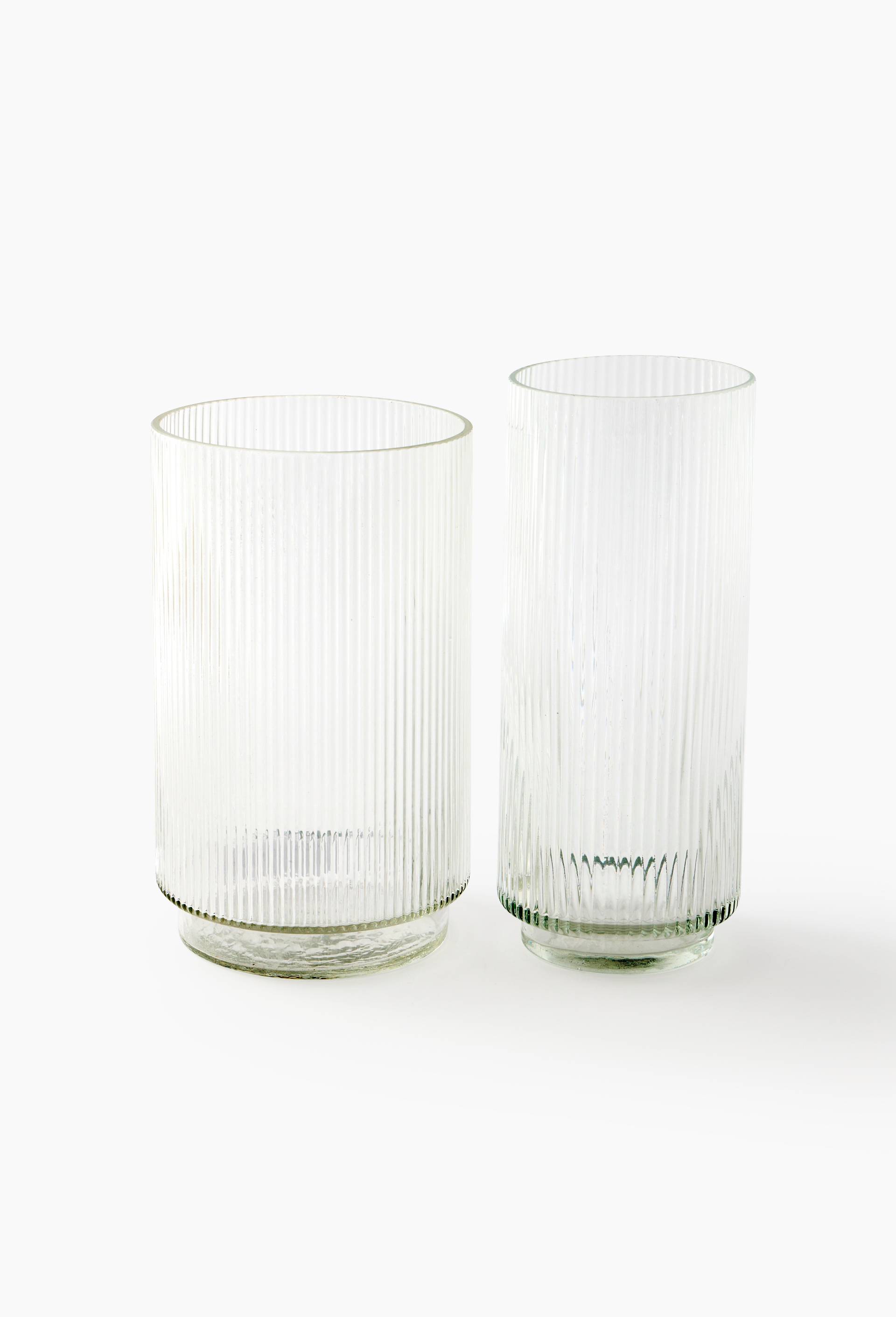 Vase droit et stri&eacute;, 10xH28cm, en verre, Transparent, large image number 1