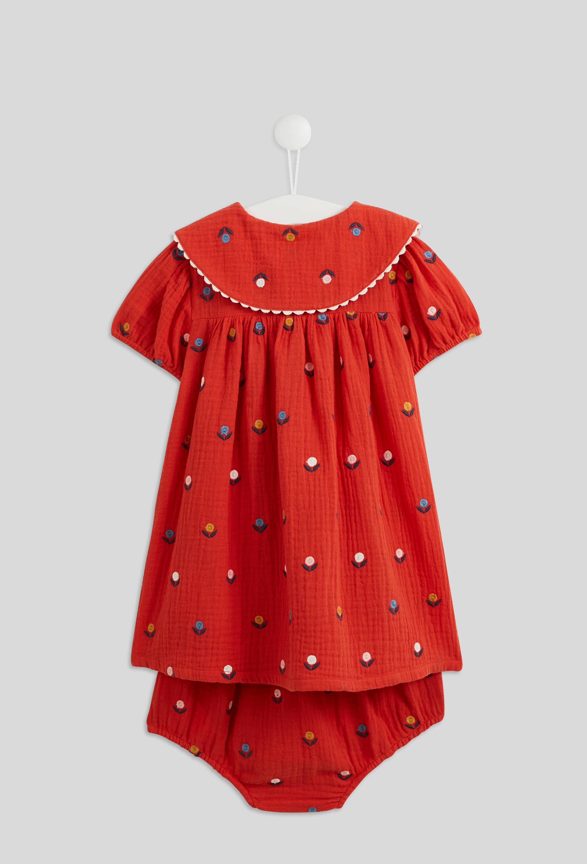 Robe avec bloomer brod&eacute;s en gaze de coton BIO GOTS, Orange, large image number 1