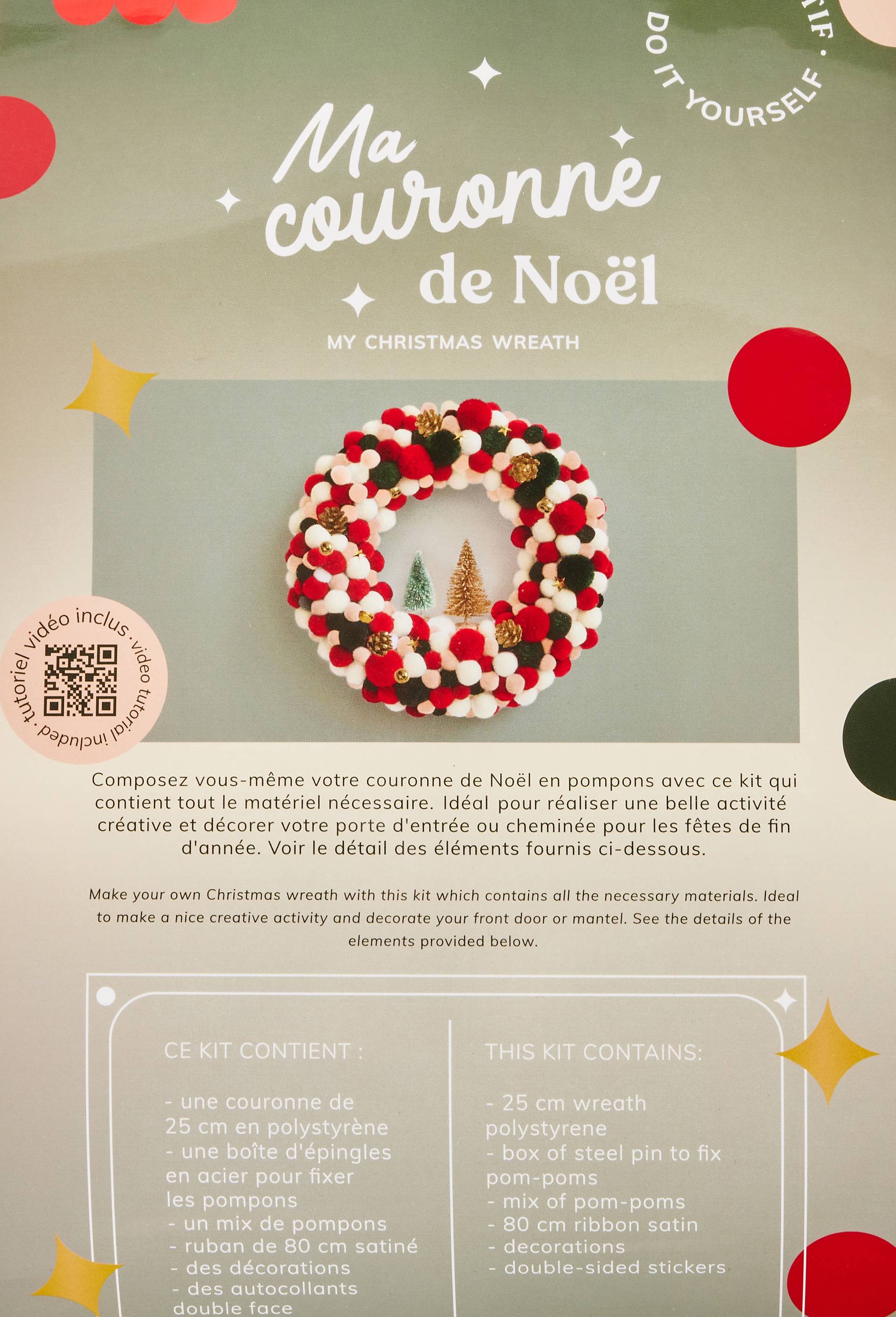 Kit DIY Couronne de No&euml;l, Multicolore, large image number 1.0