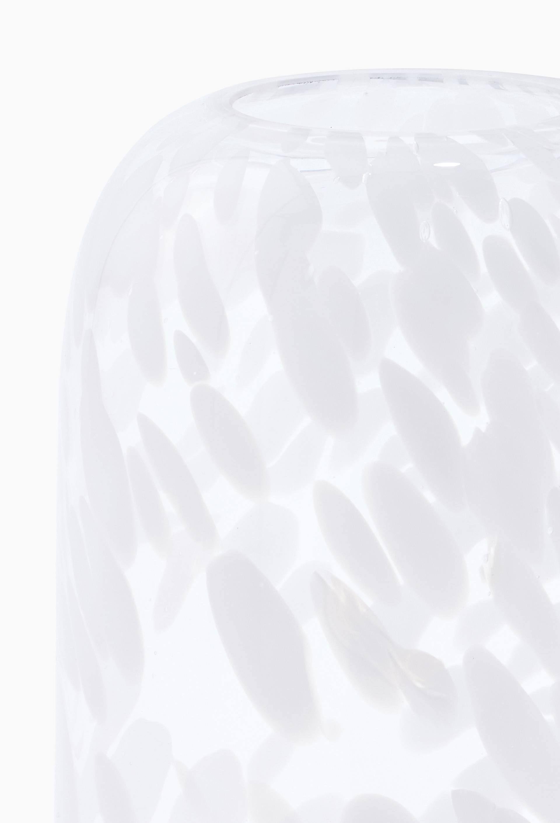Vase tachet&eacute;, 15xH24cm, en verre, Blanc, large image number 2