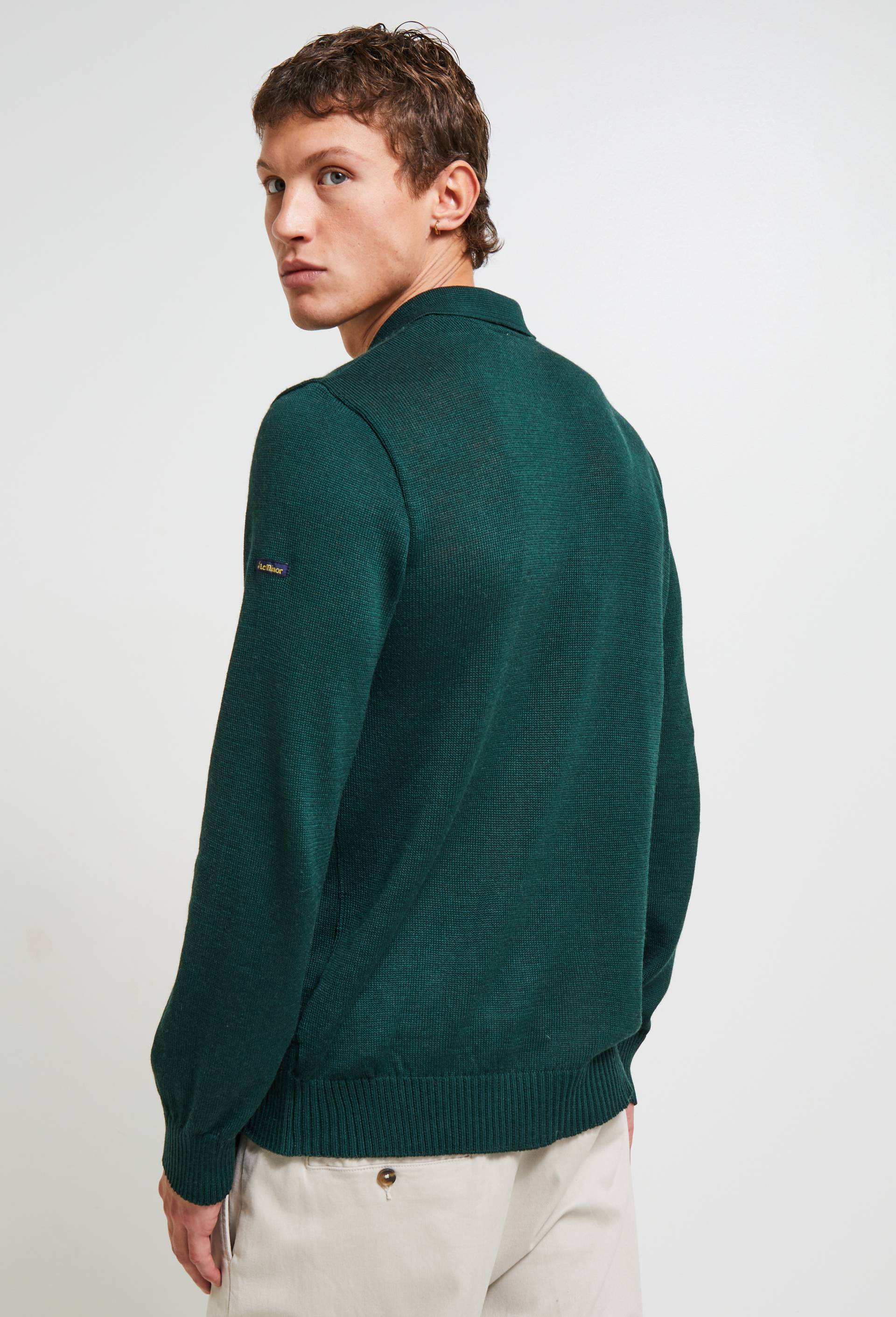 Pull col polo, Vert fonc&eacute;, large image number 1