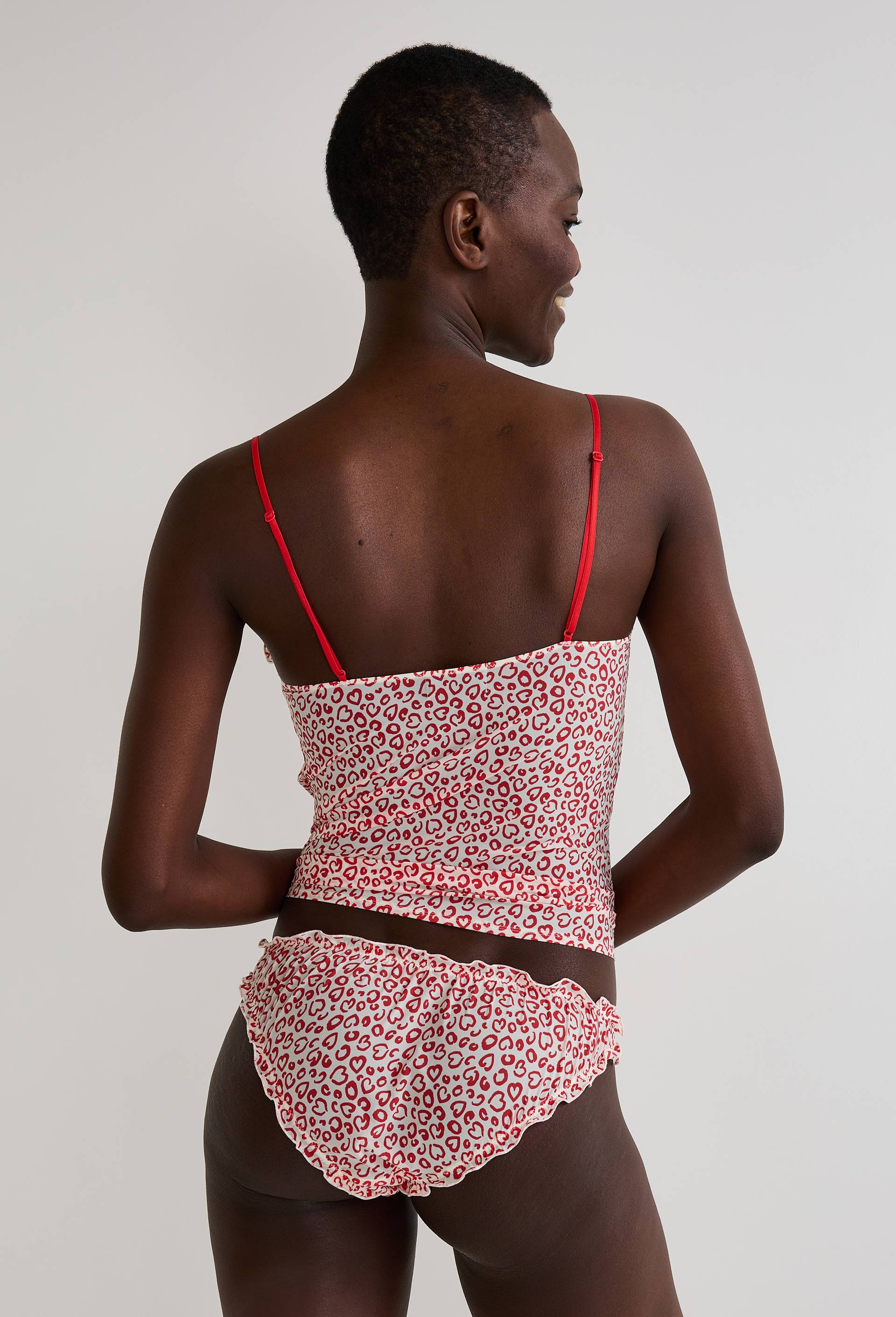 Culotte froufrou CAROLE en microfibre imprimée, Rouge, large image number 1