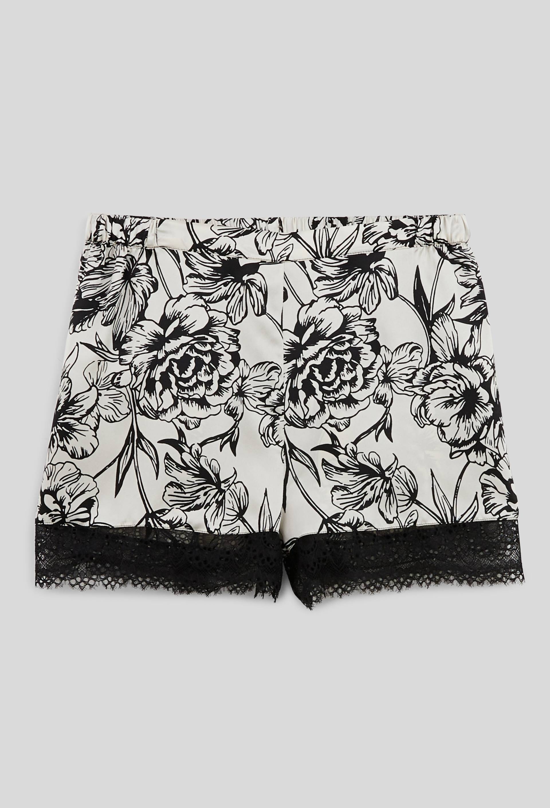 Short SOPHIE en soie imprimée et dentelle, certifié OEKO-TEX, Beige clair, large image number 2.0