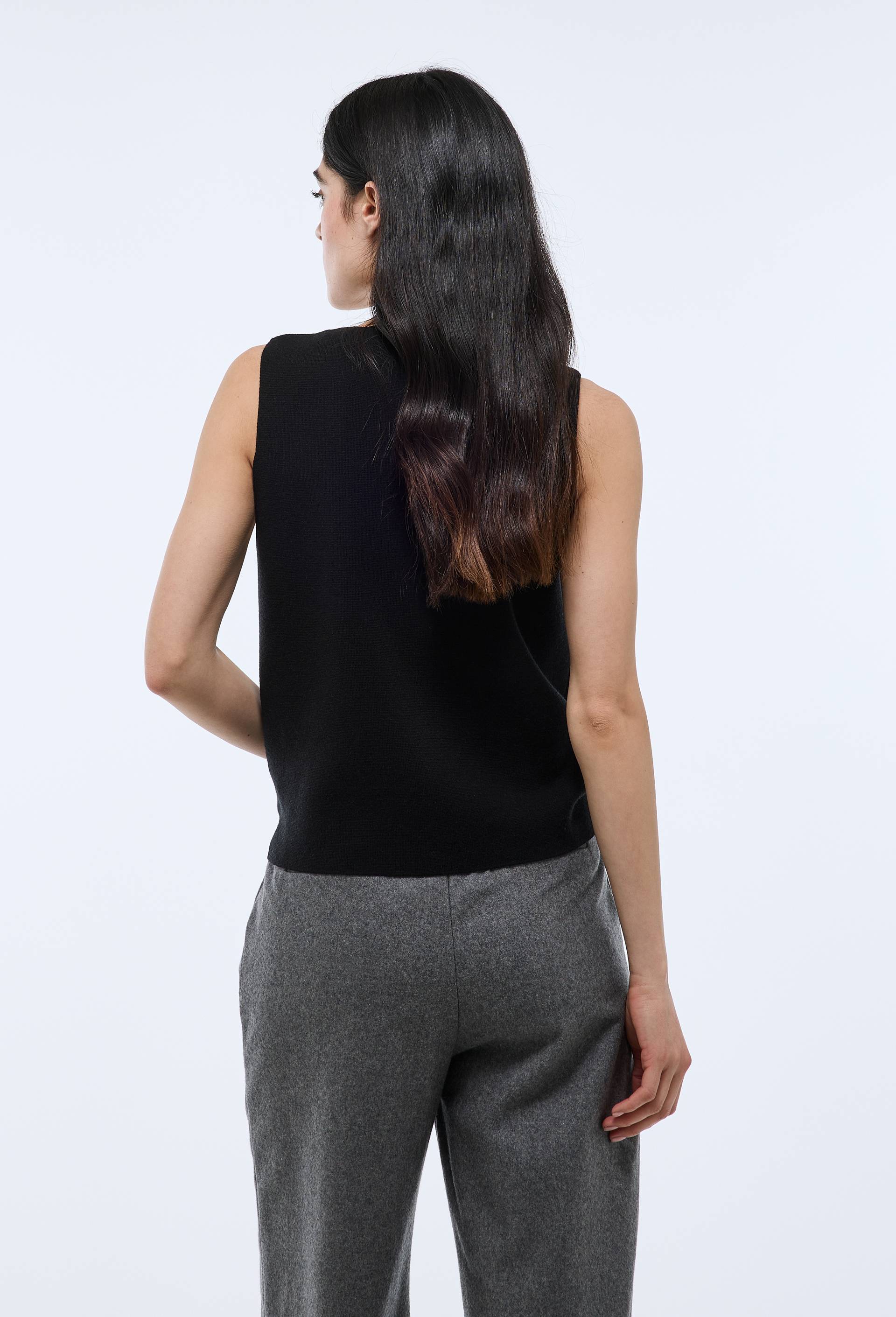 Gilet sans manche contenant de la laine, Noir, large image number 1