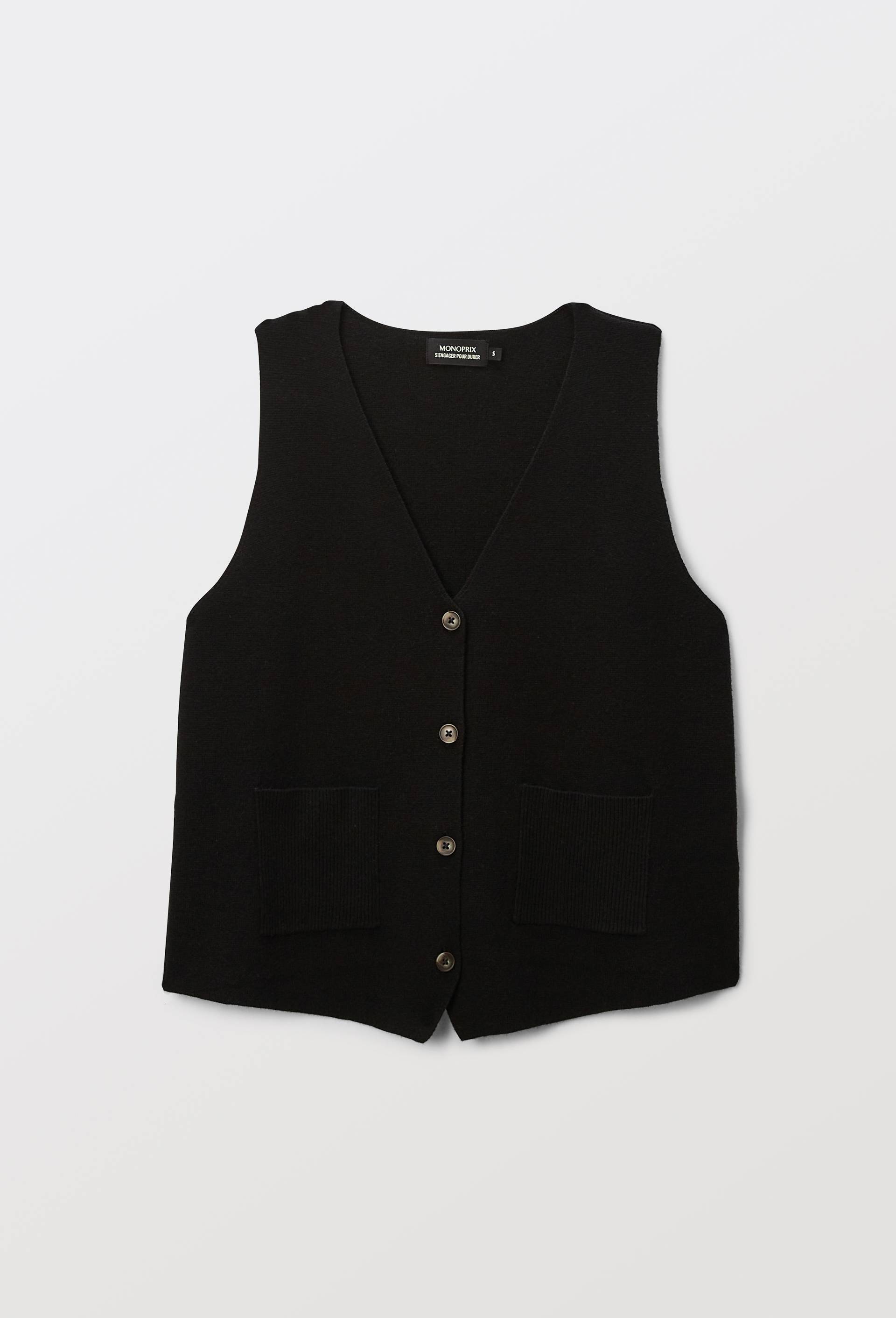 Gilet sans manche contenant de la laine, Noir, large image number 2