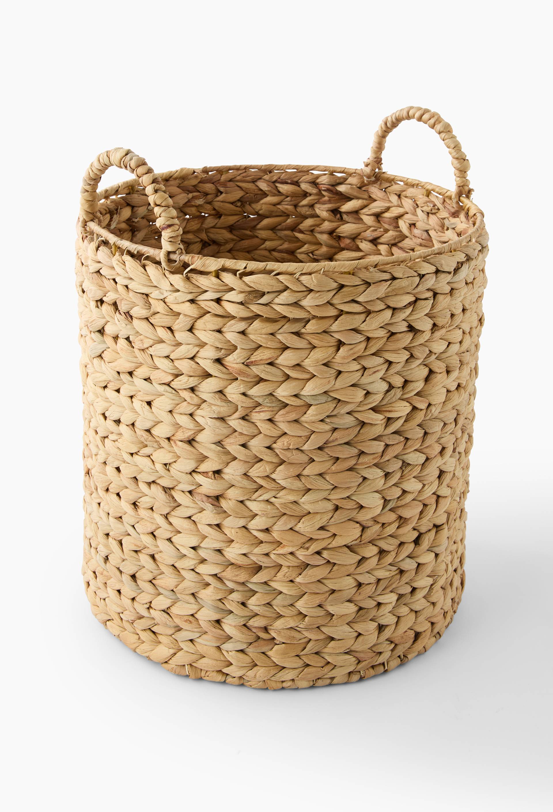Panier droit poign&eacute;es rigides, en jacynthe d'eau, Beige clair, large image number 0