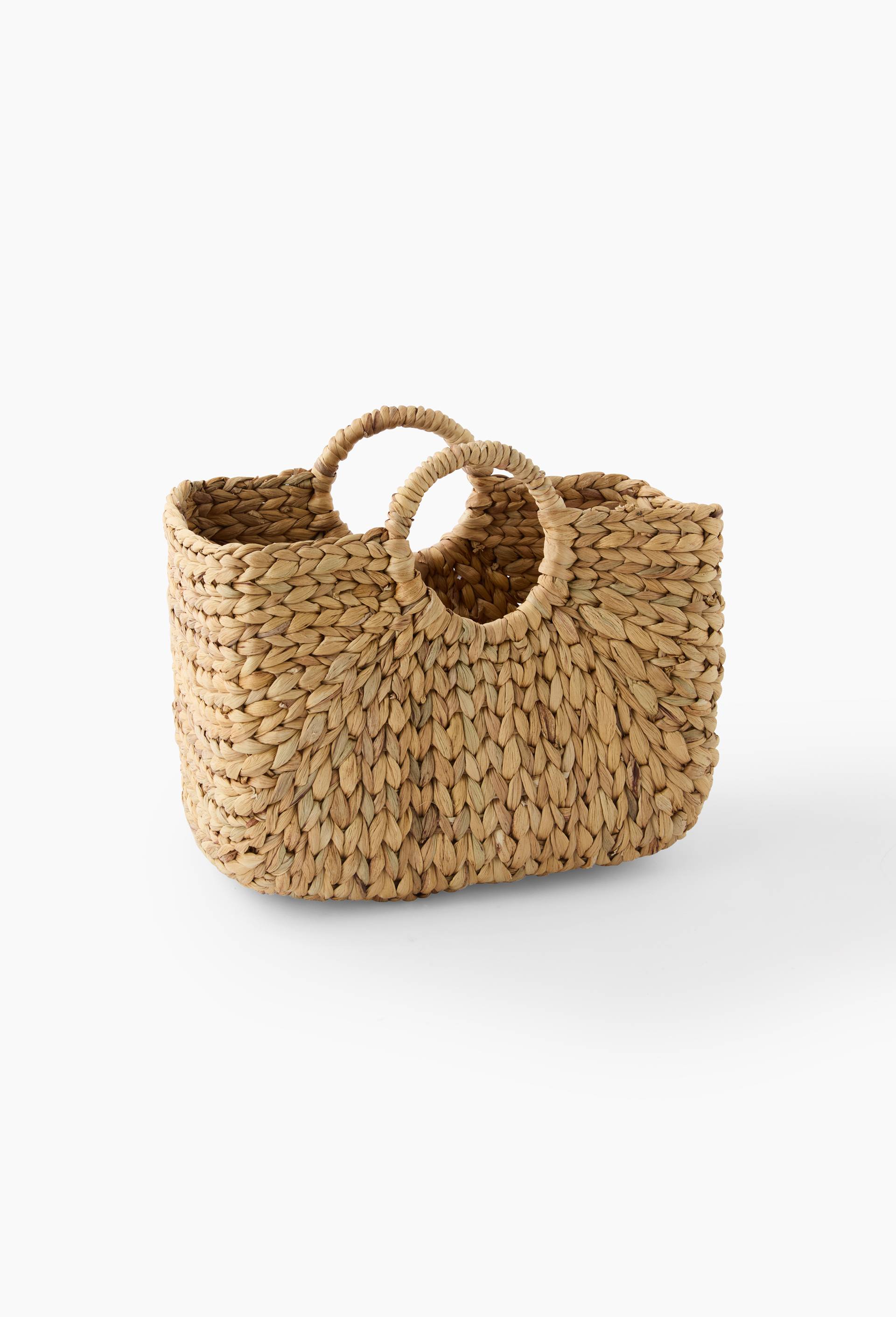 Panier rectangulaire poign&eacute;es rondes, en jacinthe d'eau, Beige clair, large image number 0