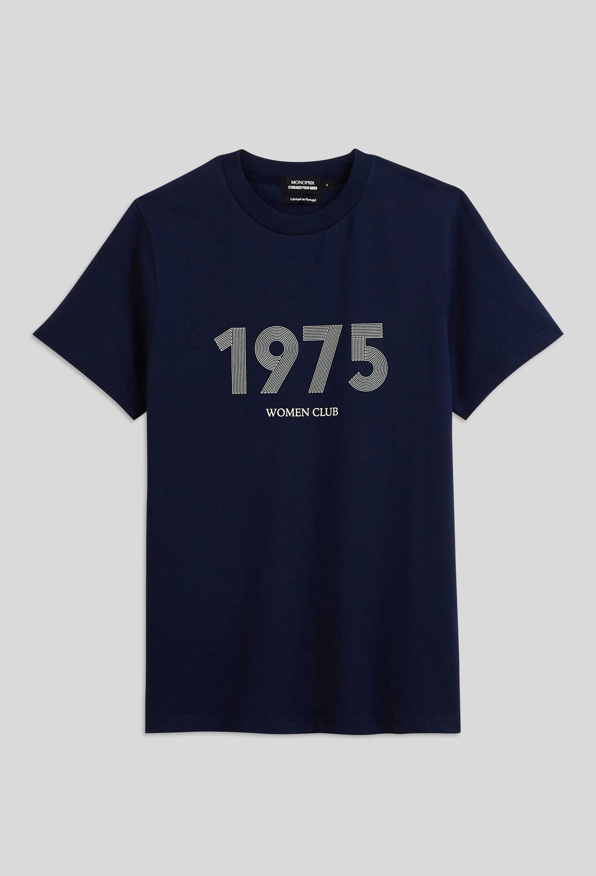 T-shirt avec texte imprimé en coton BIO,  certifié OEKO-TEX, Bleu foncé, large image number 2.0