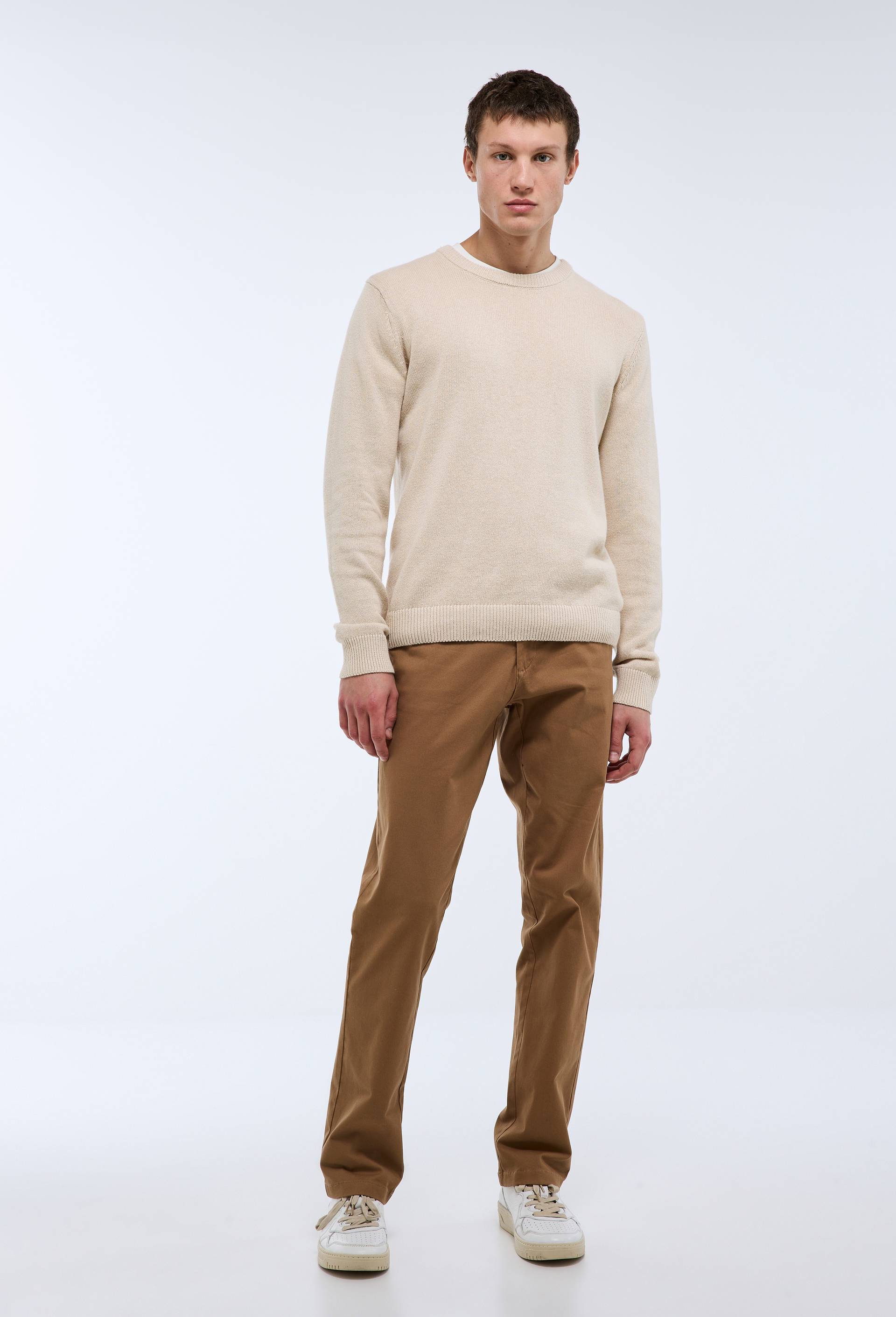 Pantalon chino straight en coton BIO GOTS, Brun, swatch image
