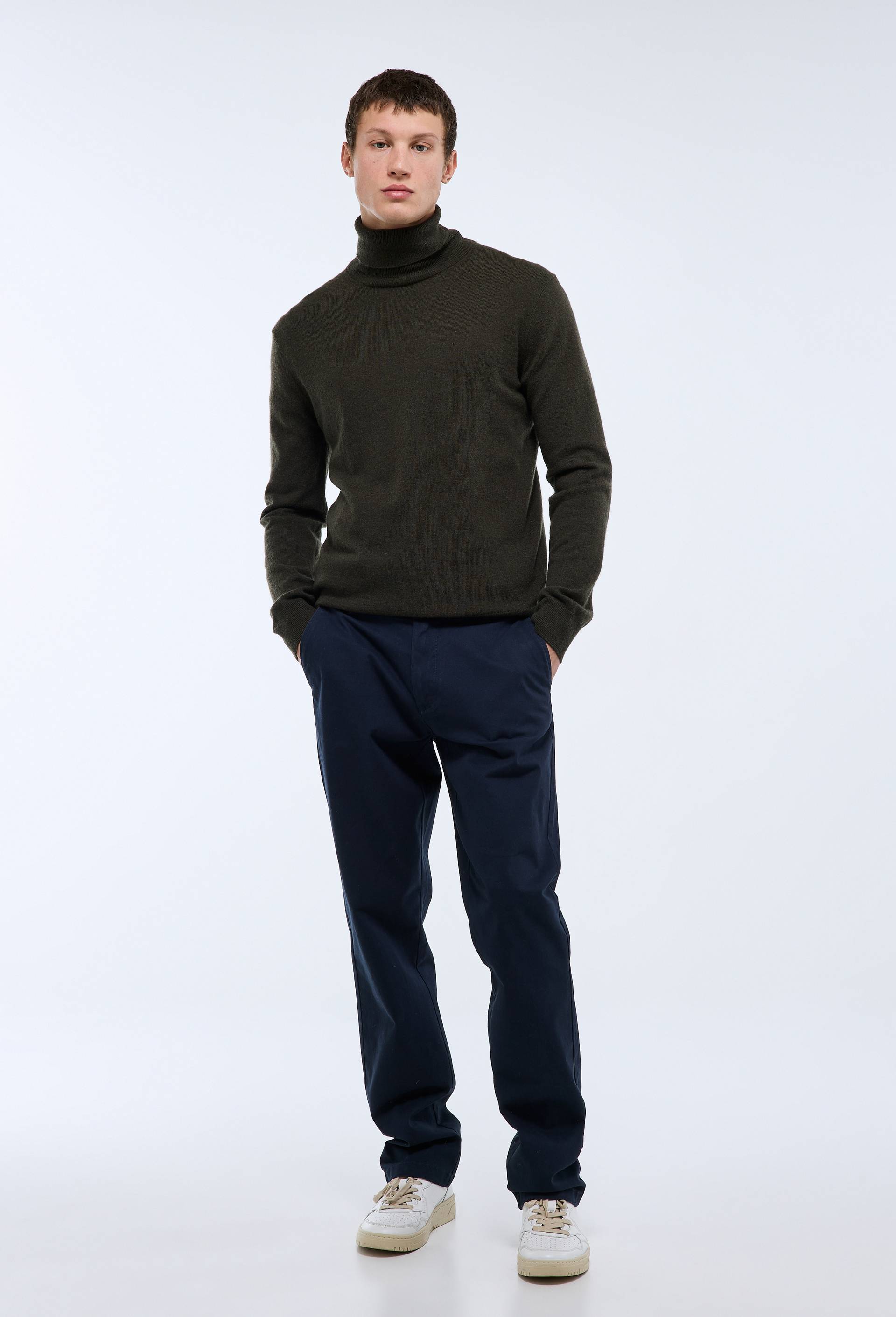 Pantalon chino straight en coton BIO GOTS, Bleu fonc&eacute;, large image number 0