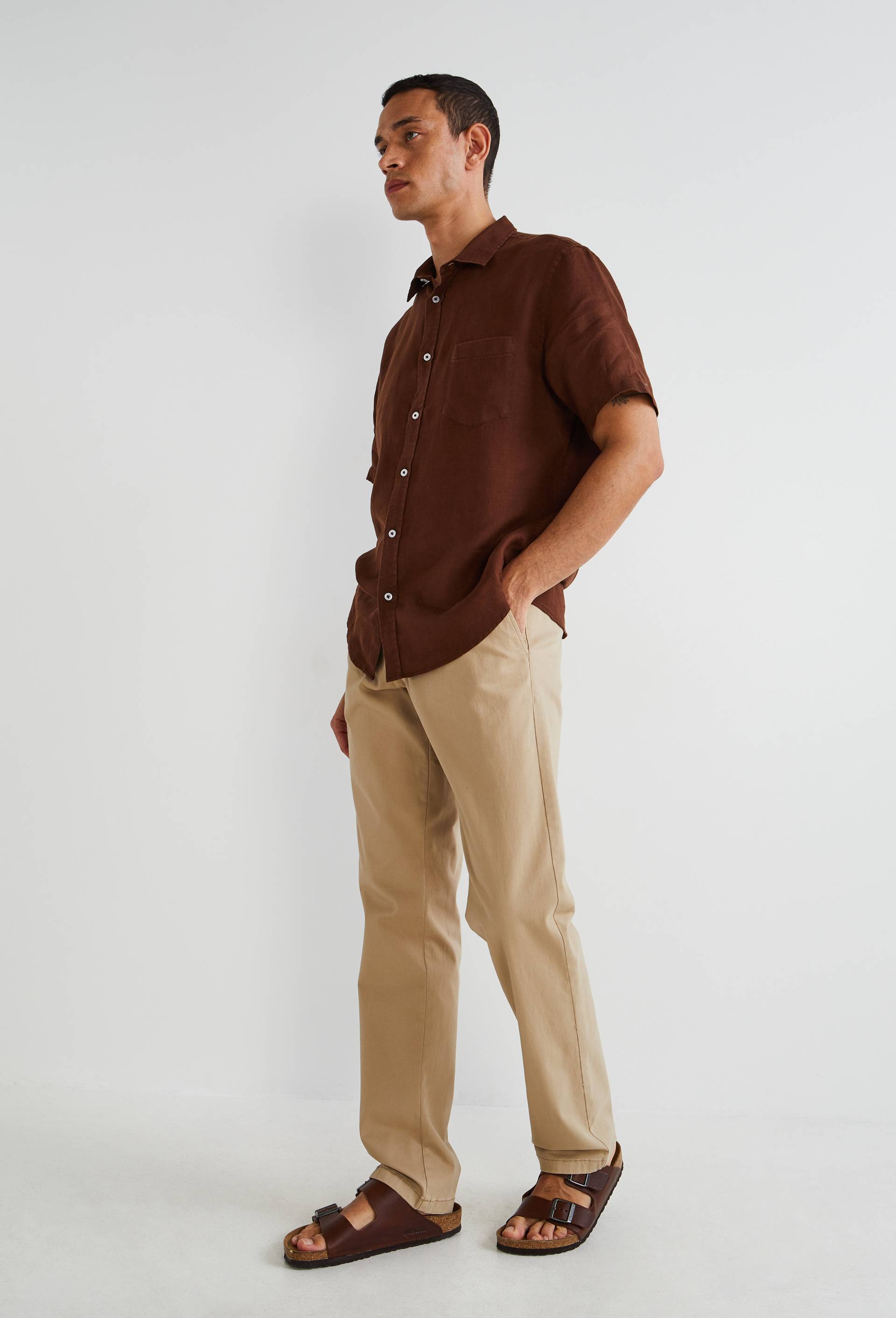 Pantalon chino straight en coton BIO GOTS, Beige, large image number 1.0