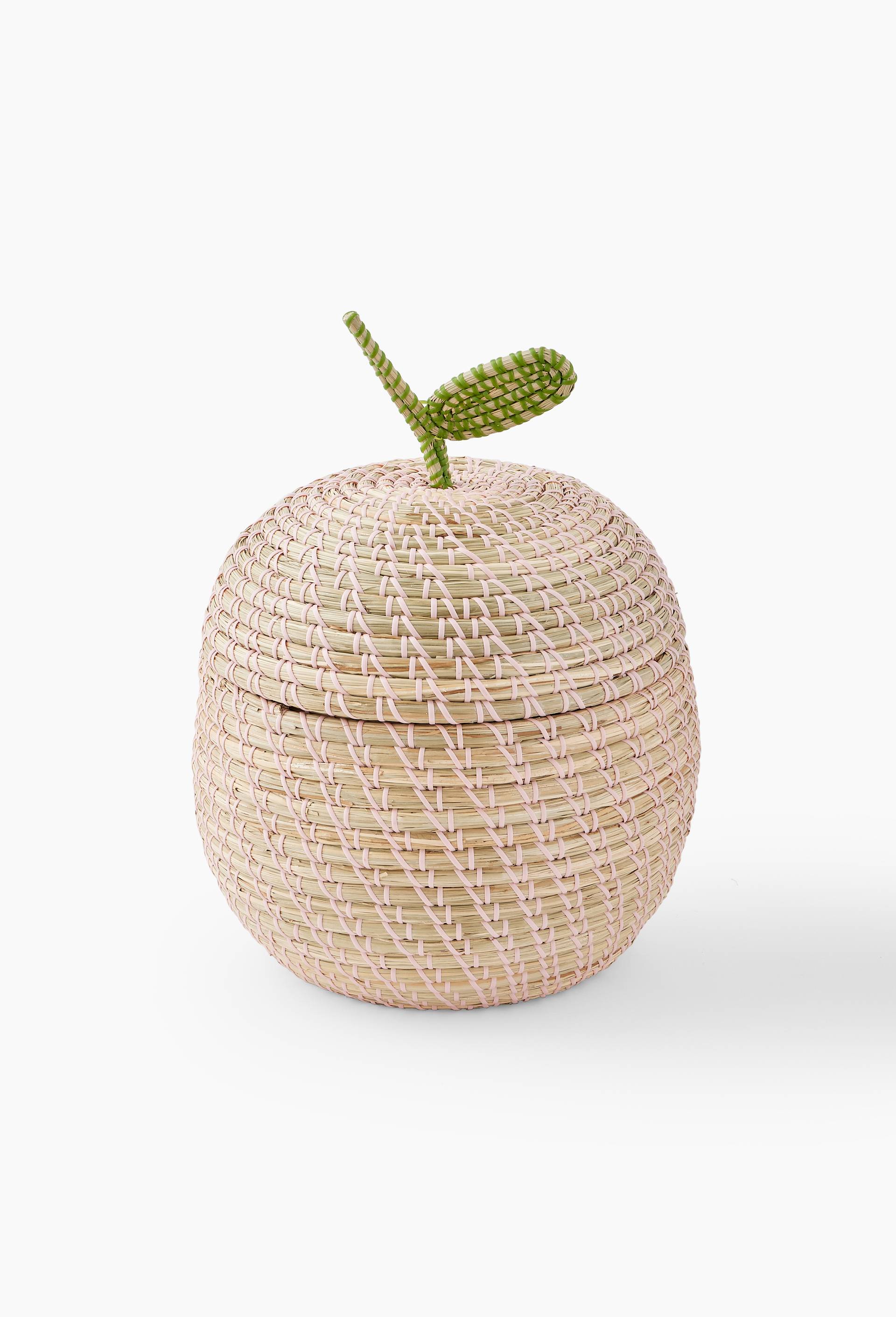 Panier en forme de fraise, D31xH44cm, en jonc de mer et scoubidou, Orange, large image number 0