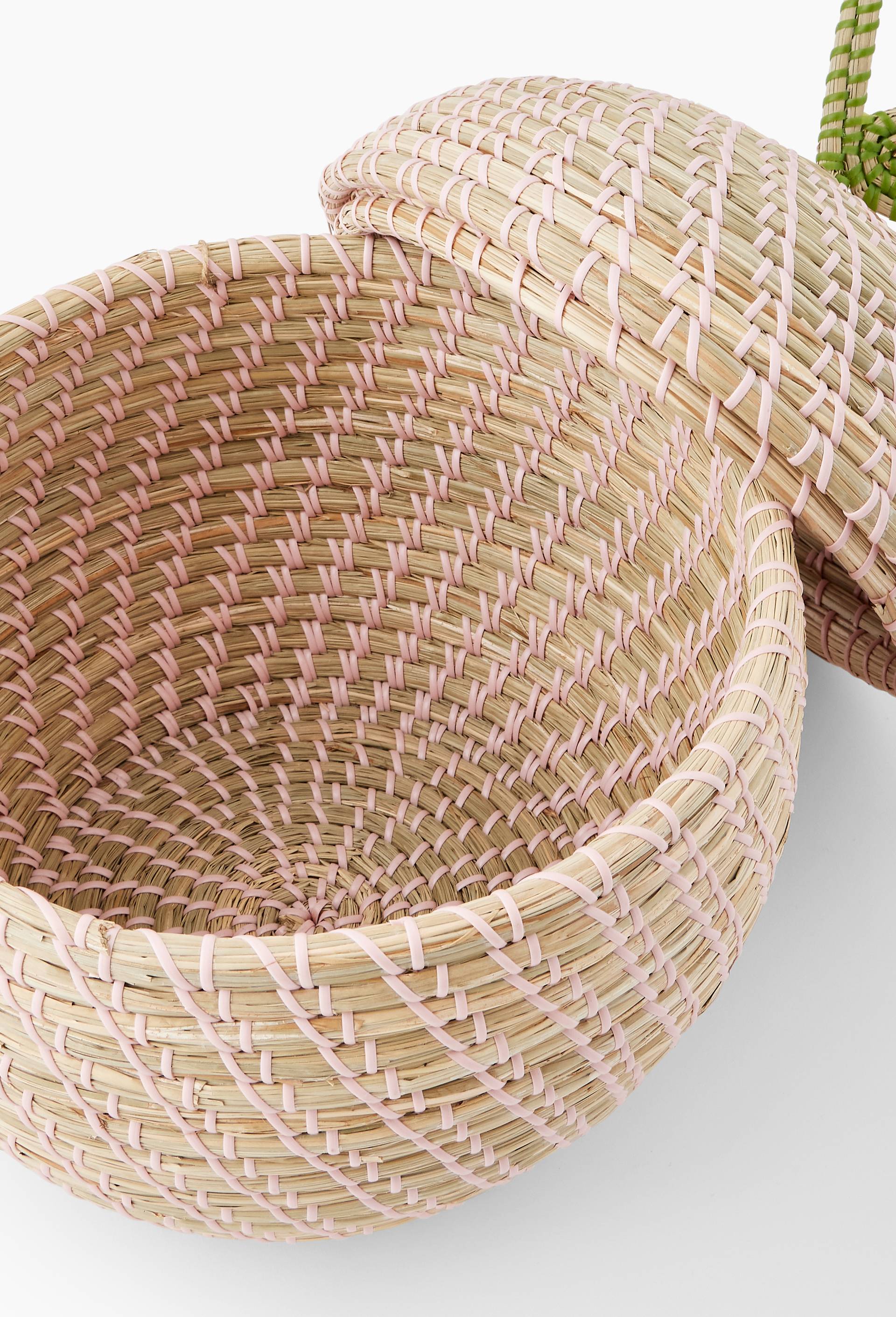 Panier en forme de fraise, D31xH44cm, en jonc de mer et scoubidou, Orange, large image number 1