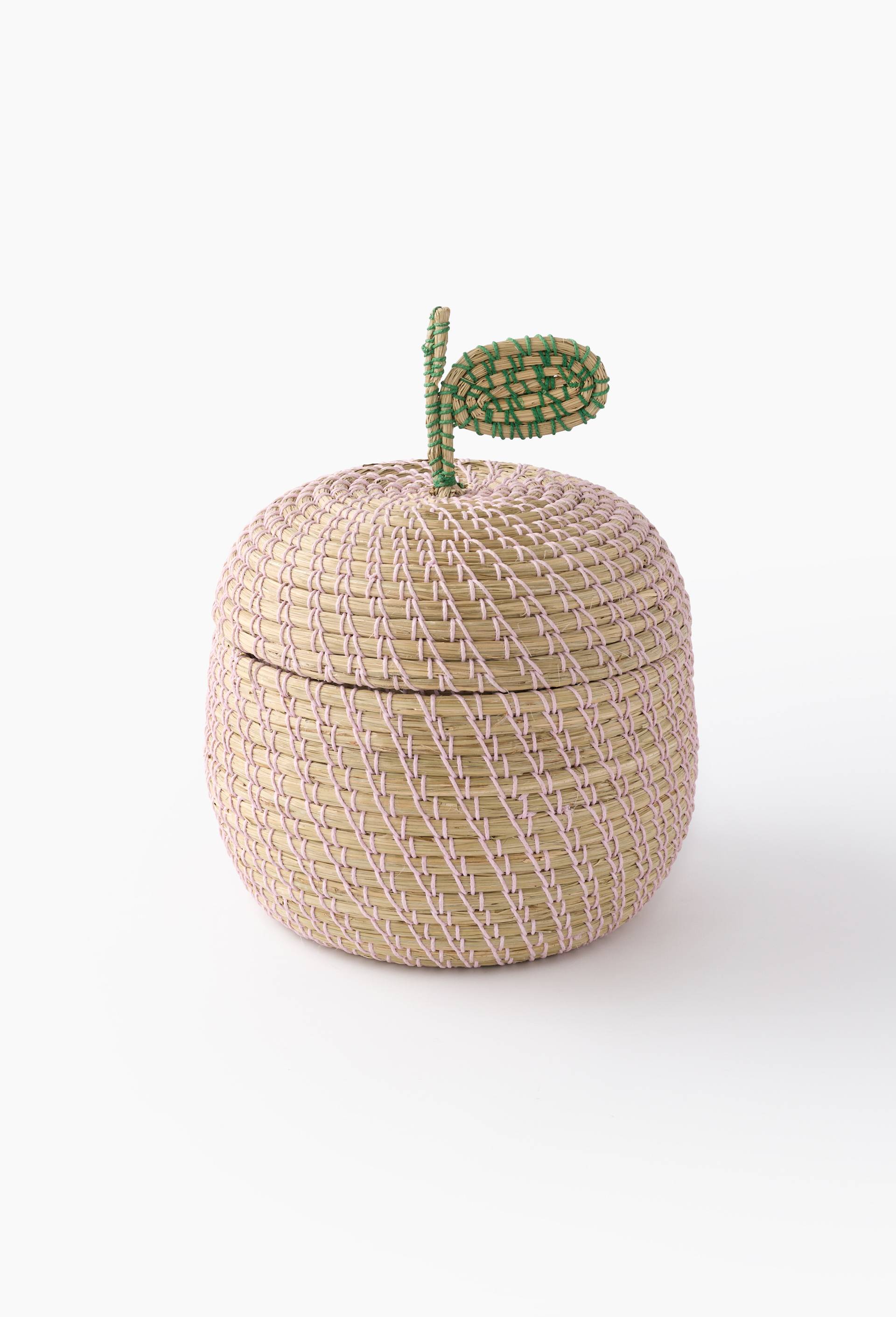 Panier en forme de fraise, D31xH44cm, en jonc de mer et scoubidou, Orange, large image number 1