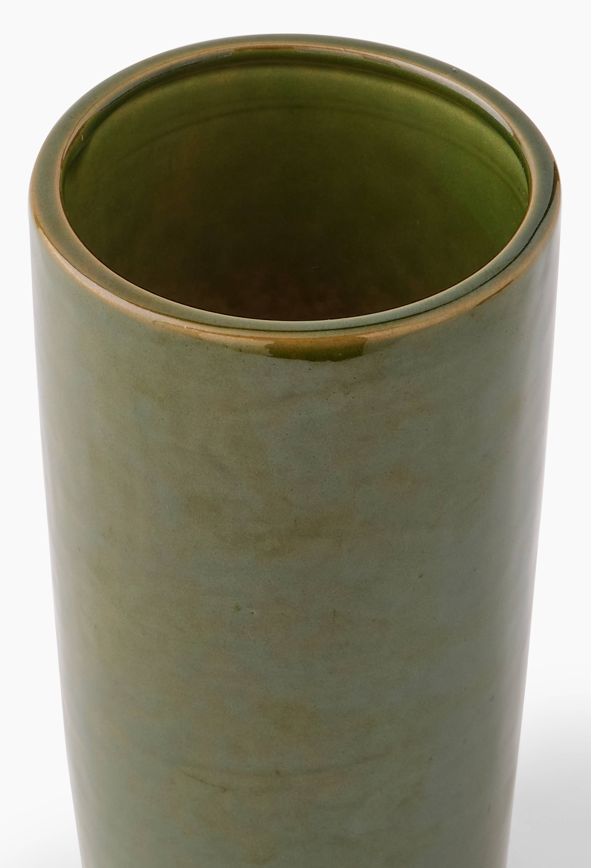 Vase droit, 10xH23cm, en c&eacute;ramique, Vert fonc&eacute;, large image number 1