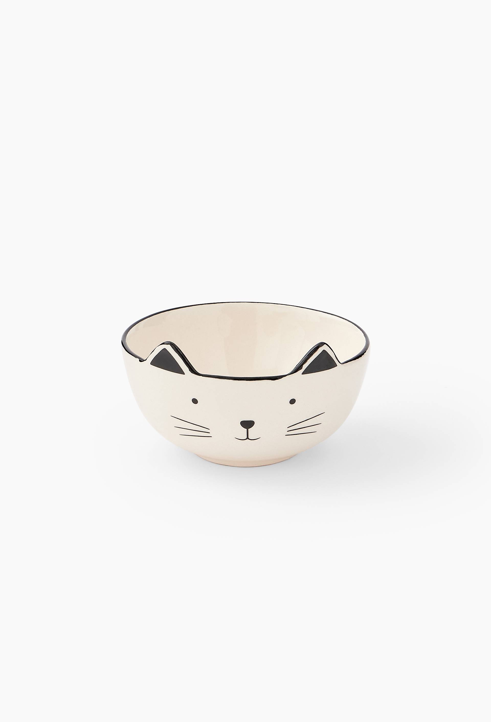 Gamelle chat, 11.3x6.8cm, en c&eacute;ramique, Blanc, large image number 0