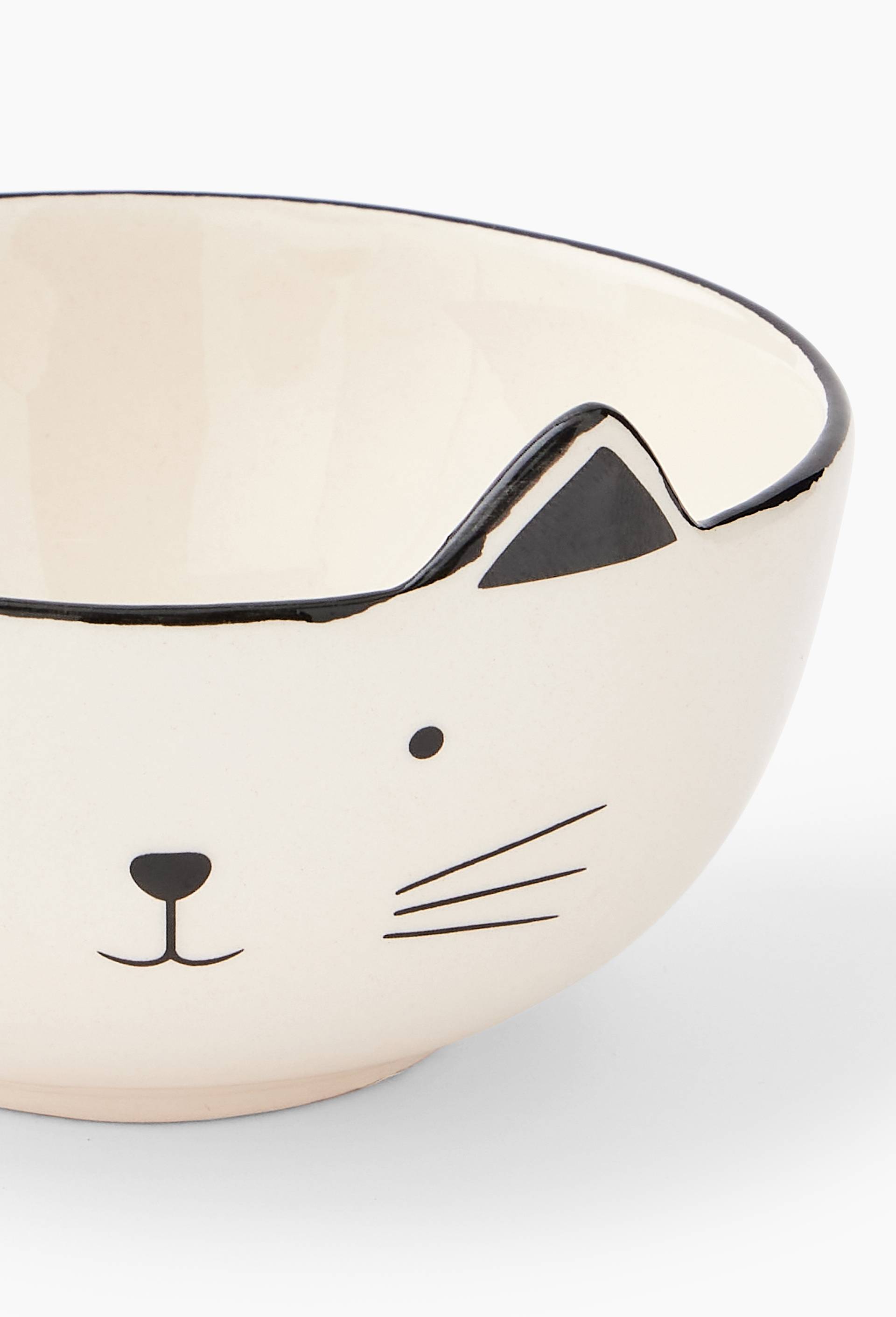 Gamelle chat, 11.3x6.8cm, en c&eacute;ramique, Blanc, large image number 1
