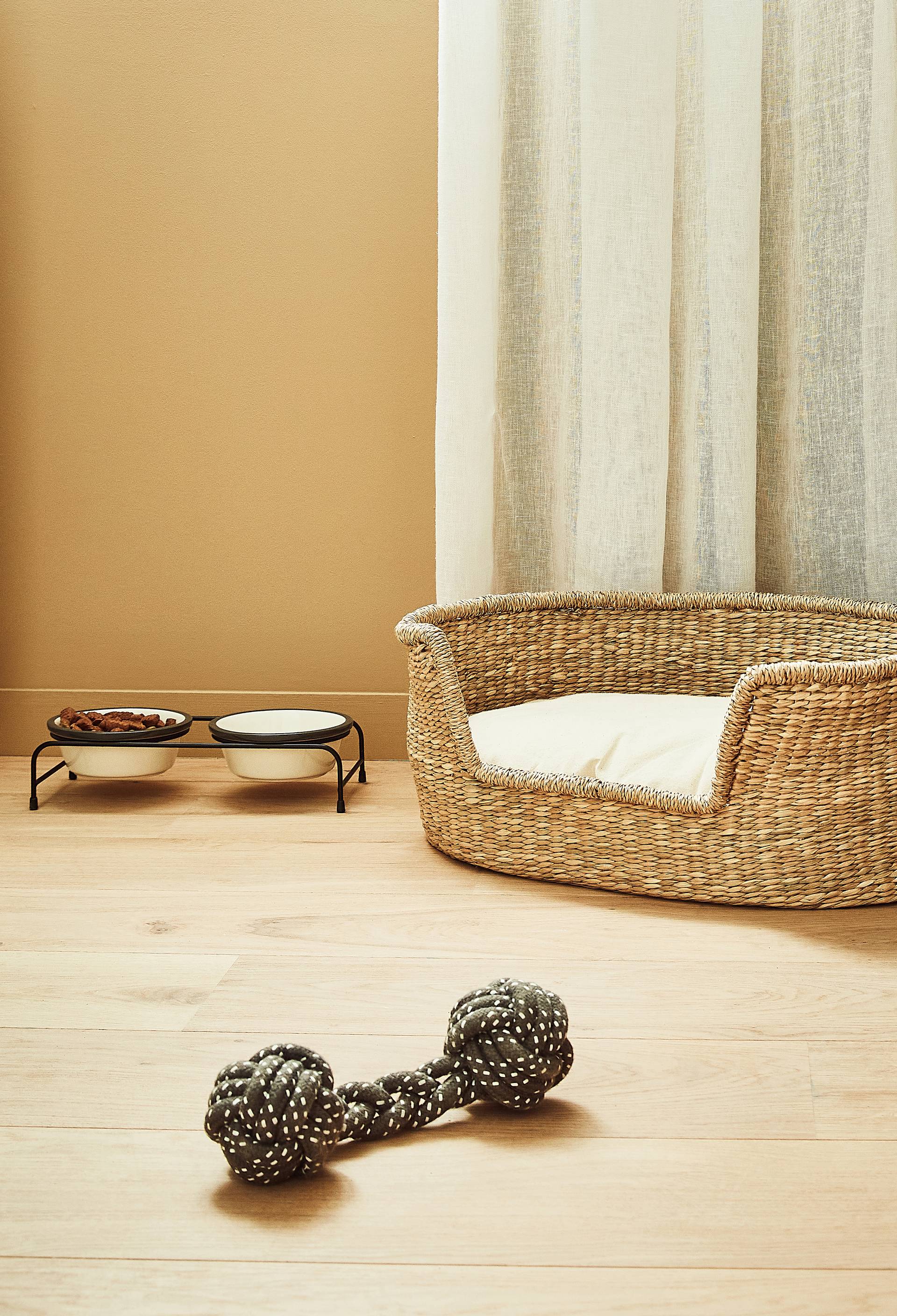 Set de 2 gamelles, 35x14x9cm, en c&eacute;ramique et fer, Vert fonc&eacute;, large image number 2