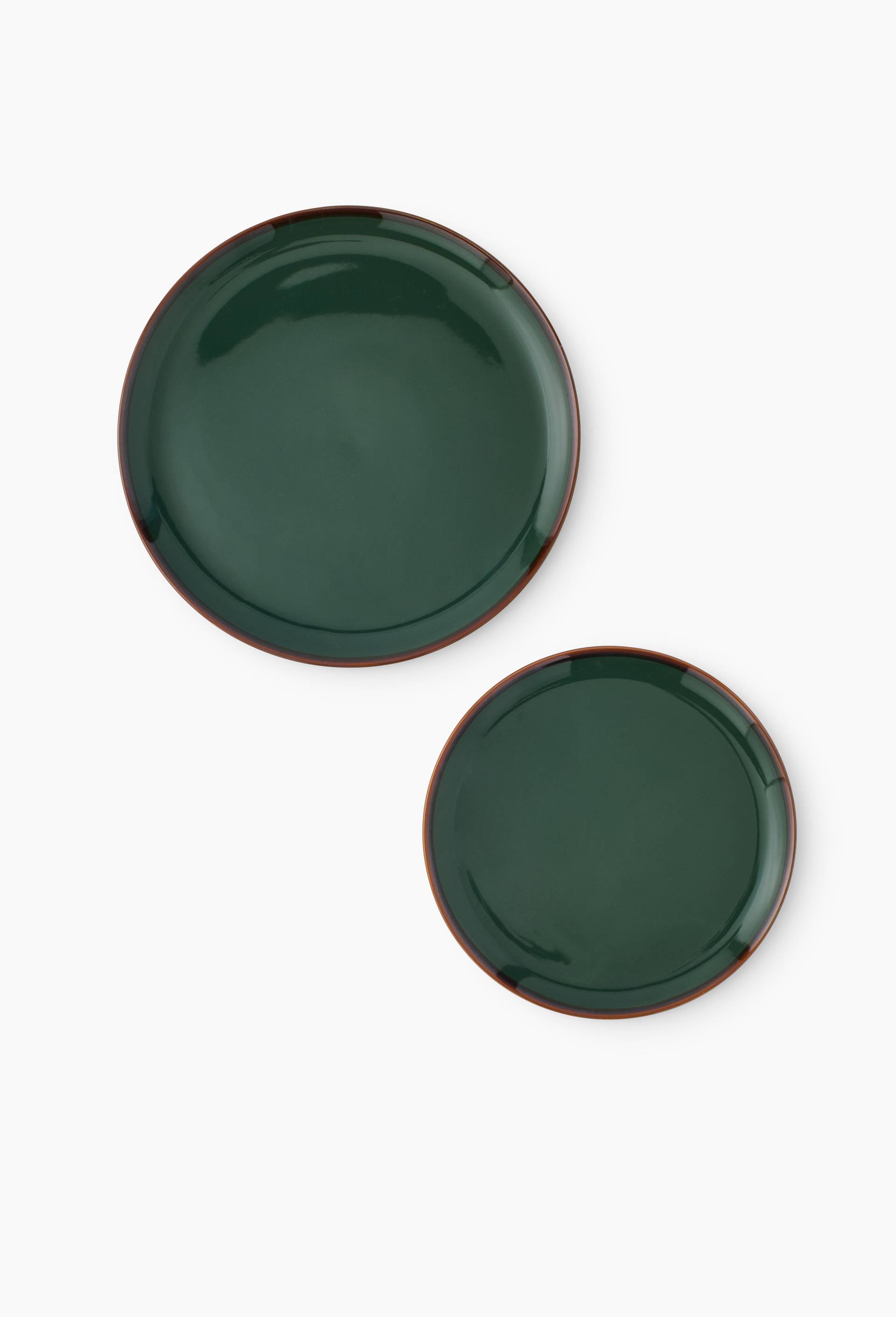 Lot de 4 - Assiette &agrave; dessert, 21cm, en gr&egrave;s, Vert fonc&eacute;, large image number 1.0