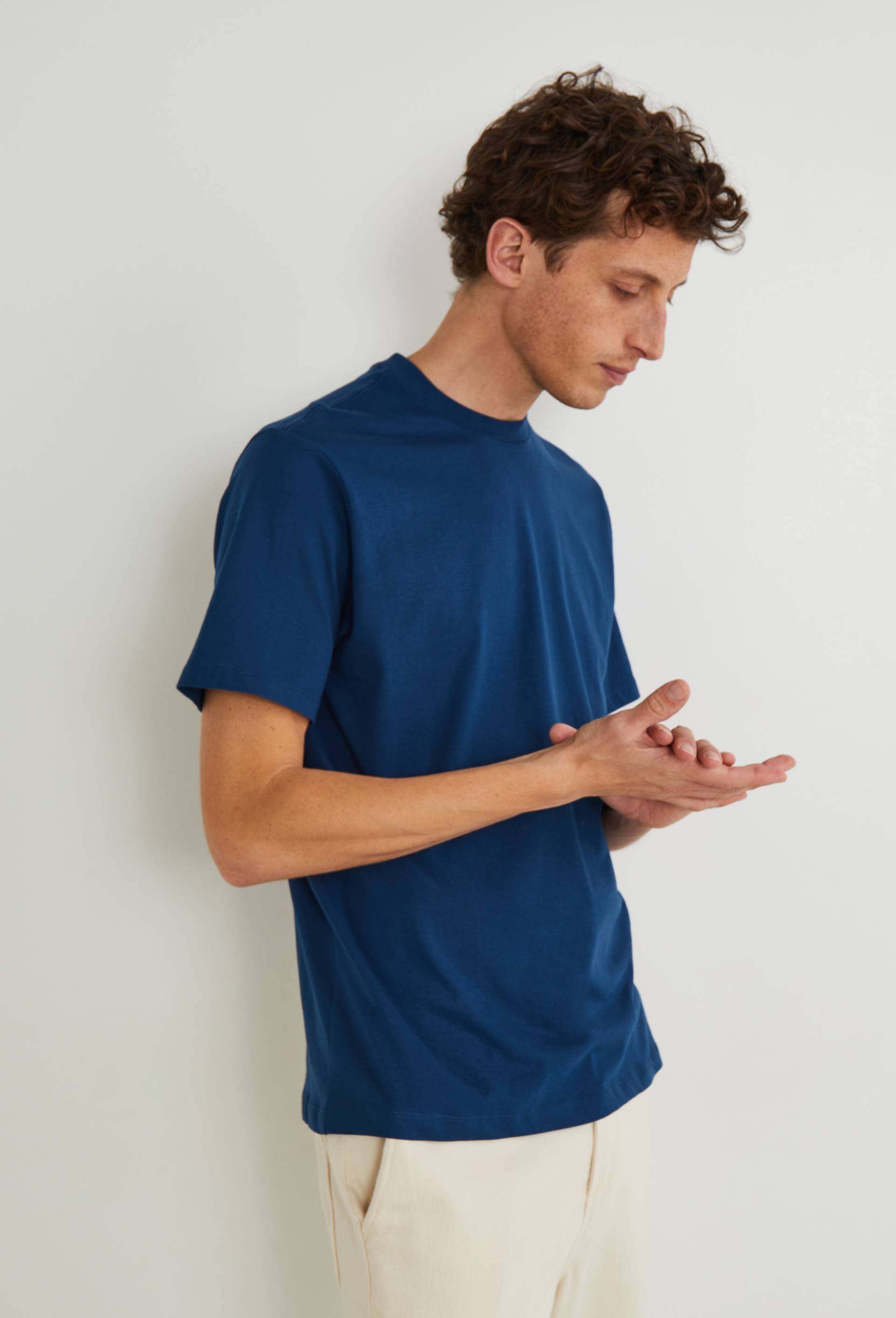 T-shirt manches courtes col rond en coton BIO GOTS, Bleu fonc&eacute;, large image number 0