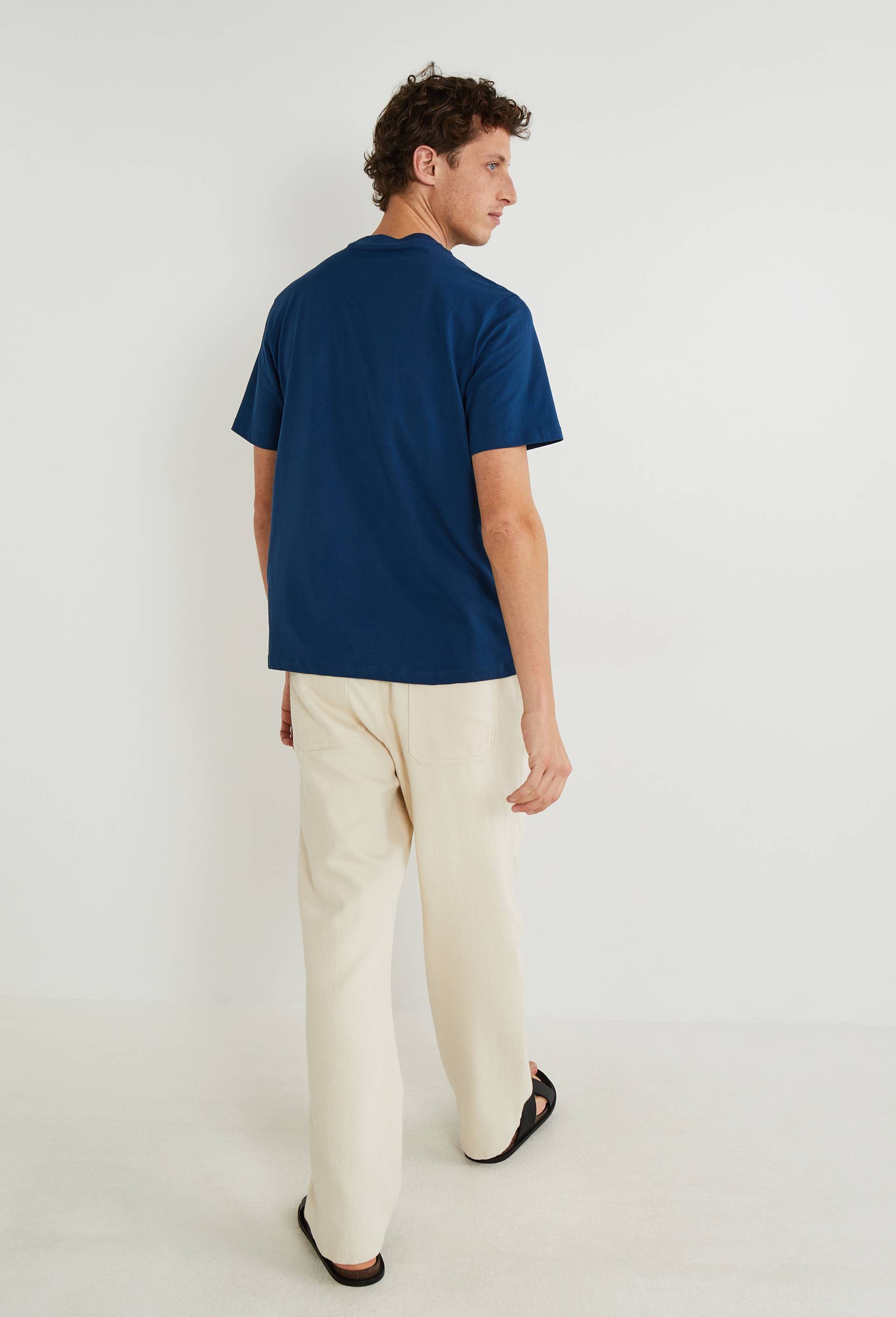 T-shirt manches courtes col rond en coton BIO GOTS, Bleu fonc&eacute;, large image number 1
