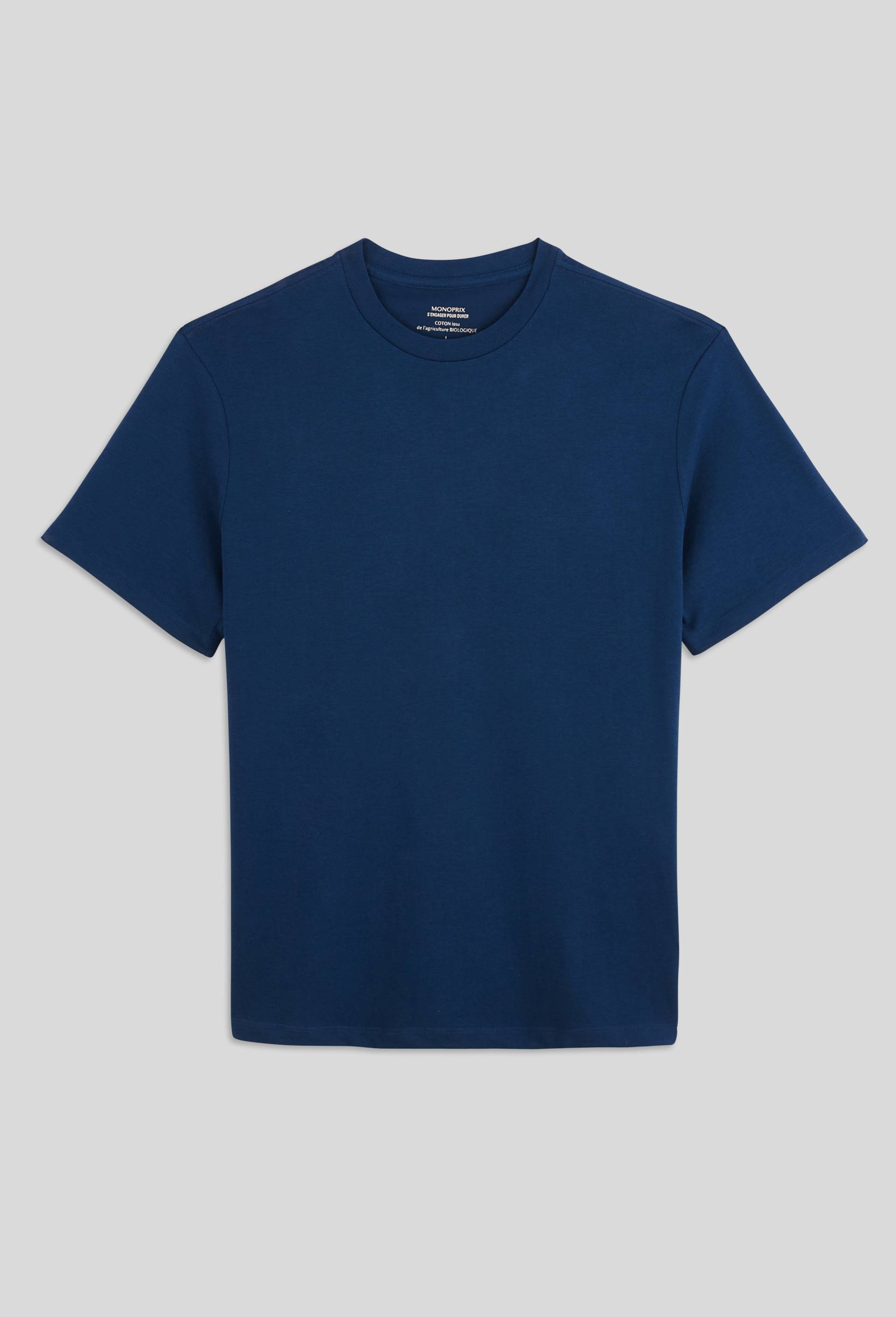 T-shirt manches courtes col rond en coton BIO GOTS, Bleu fonc&eacute;, large image number 2