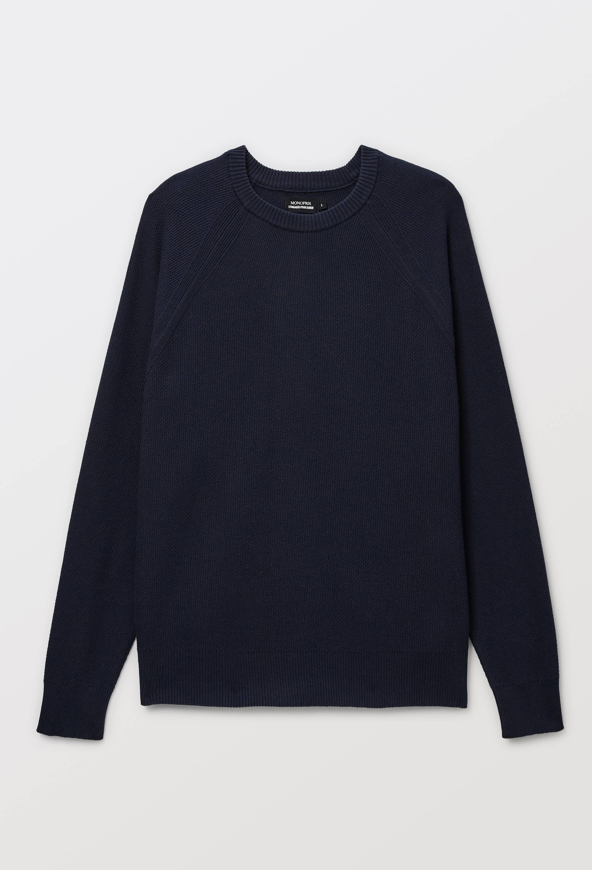 Pull col rond en coton BIO GOTS, Bleu fonc&eacute;, large image number 2.0