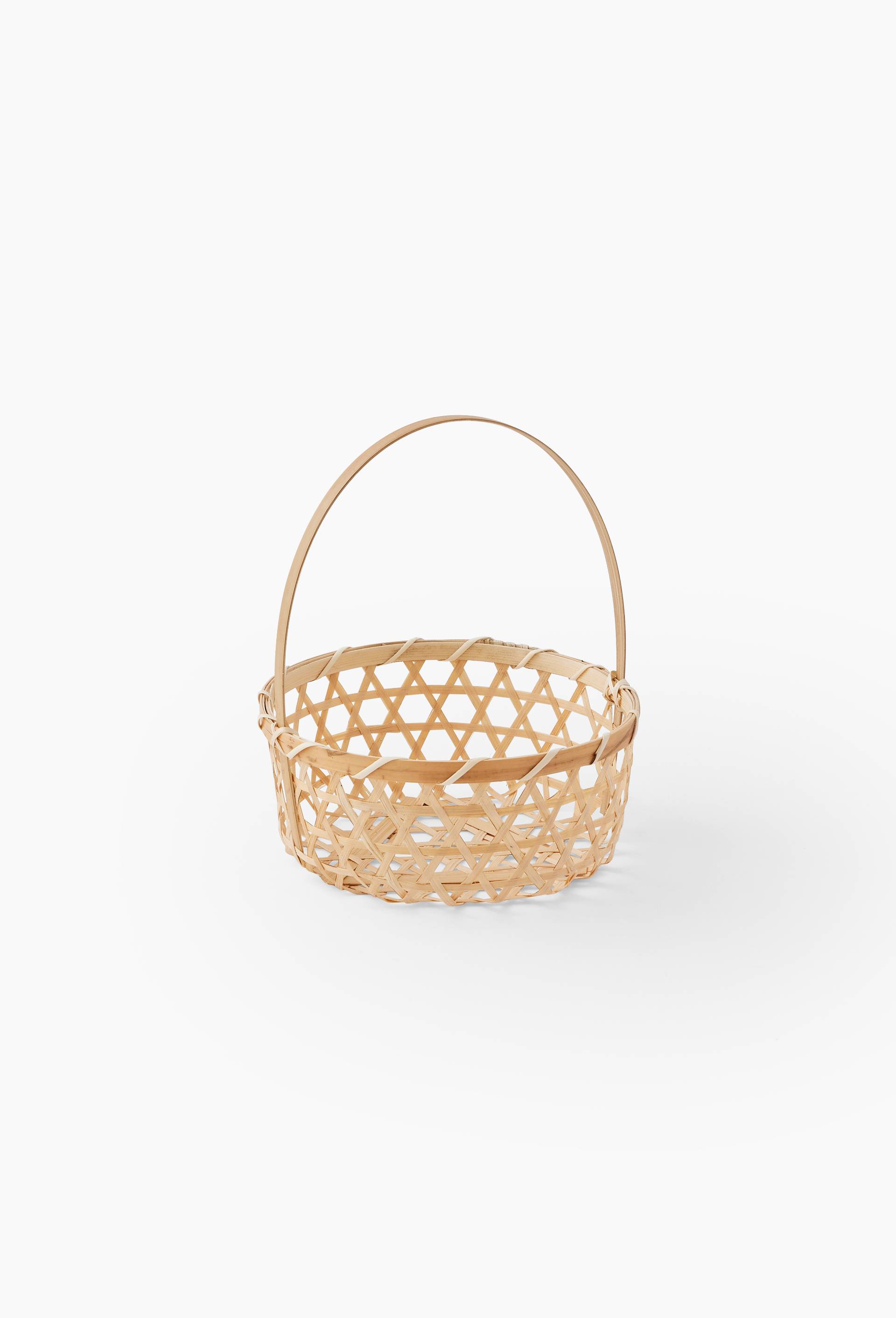 Panier rond, en bambou, 20x23cm, Beige clair, large image number 0.0