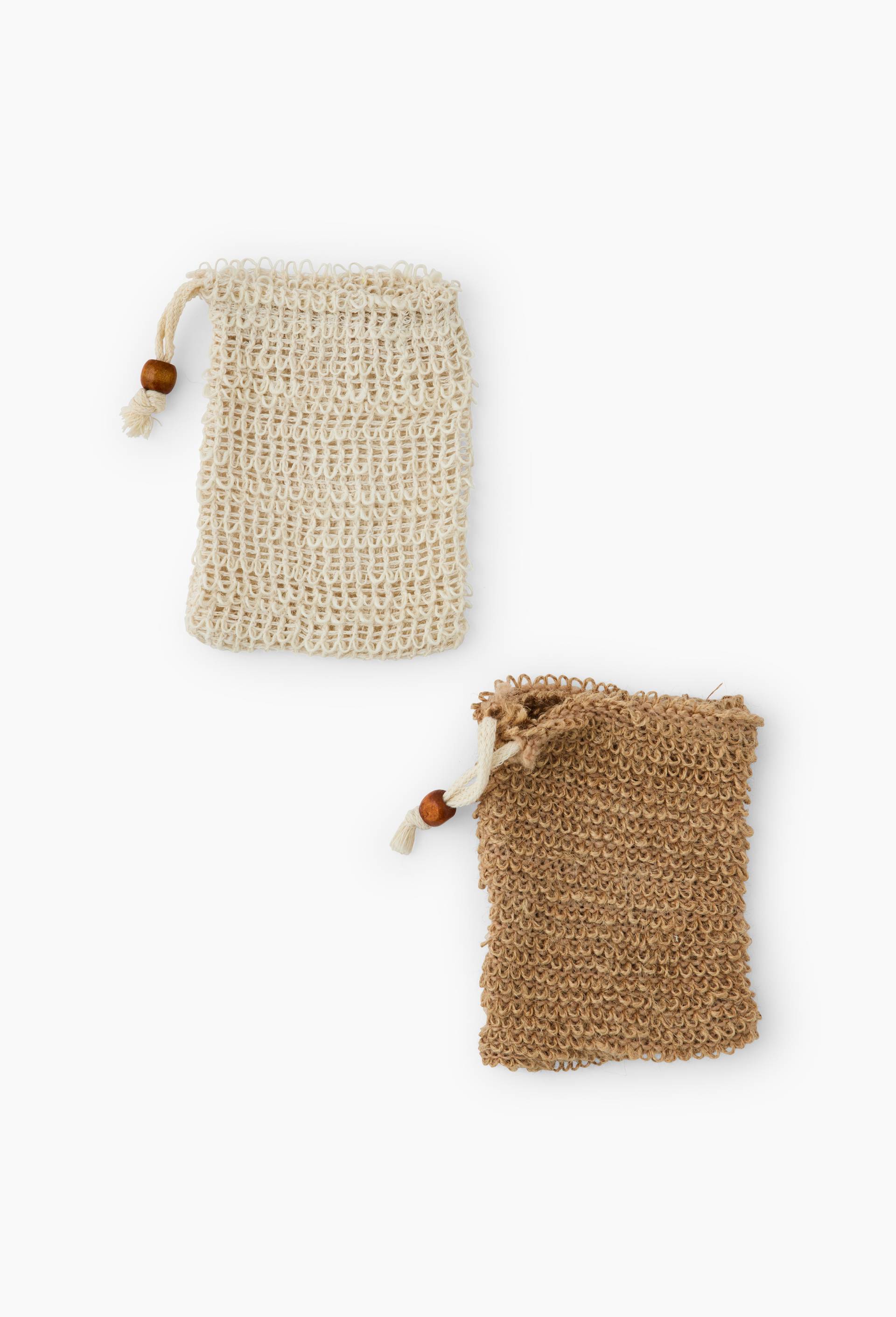 Lot de 2 gants à savon, 11x14cm, en crin, Beige, large image number 0.0