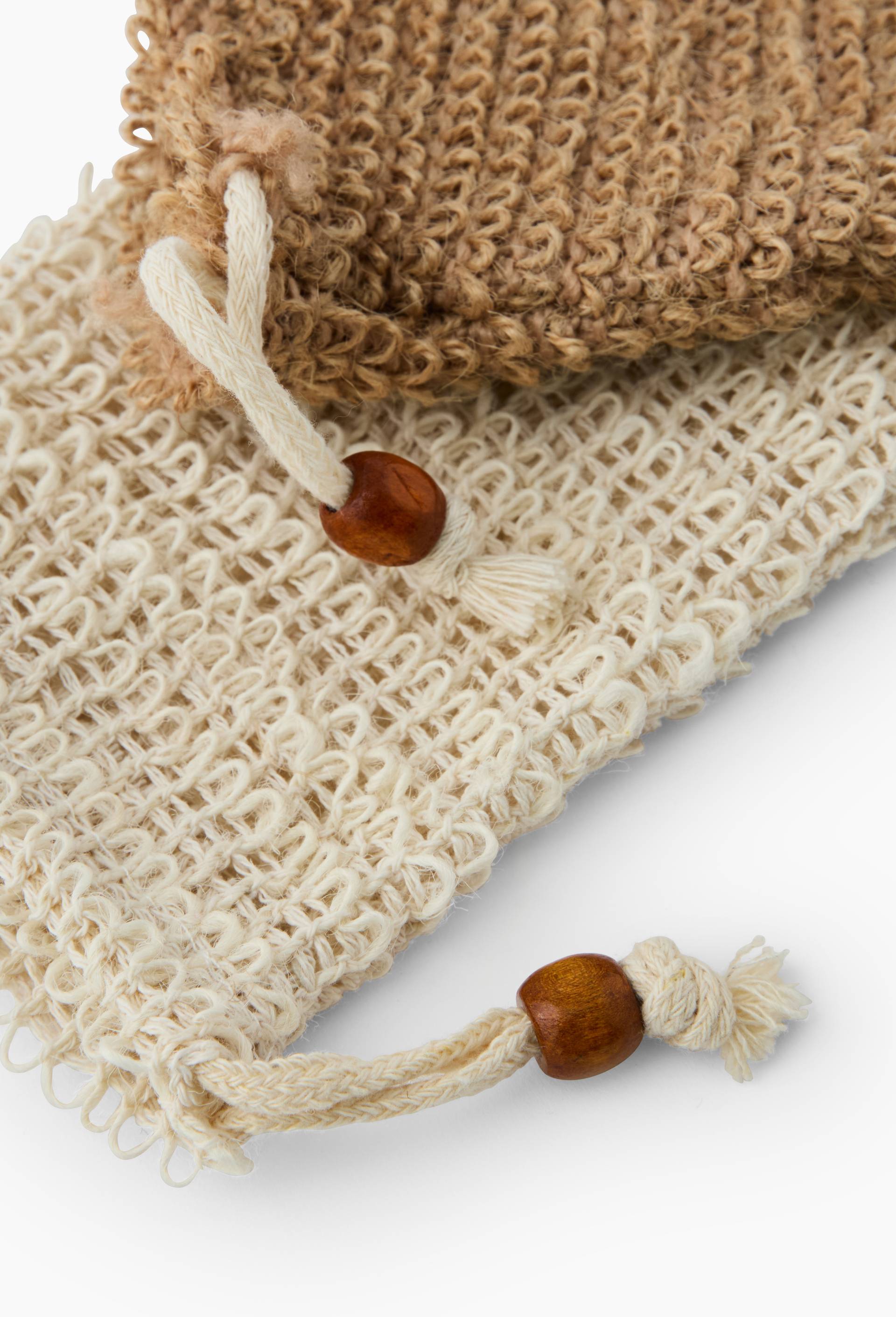 Lot de 2 gants à savon, 11x14cm, en crin, Beige, large image number 1