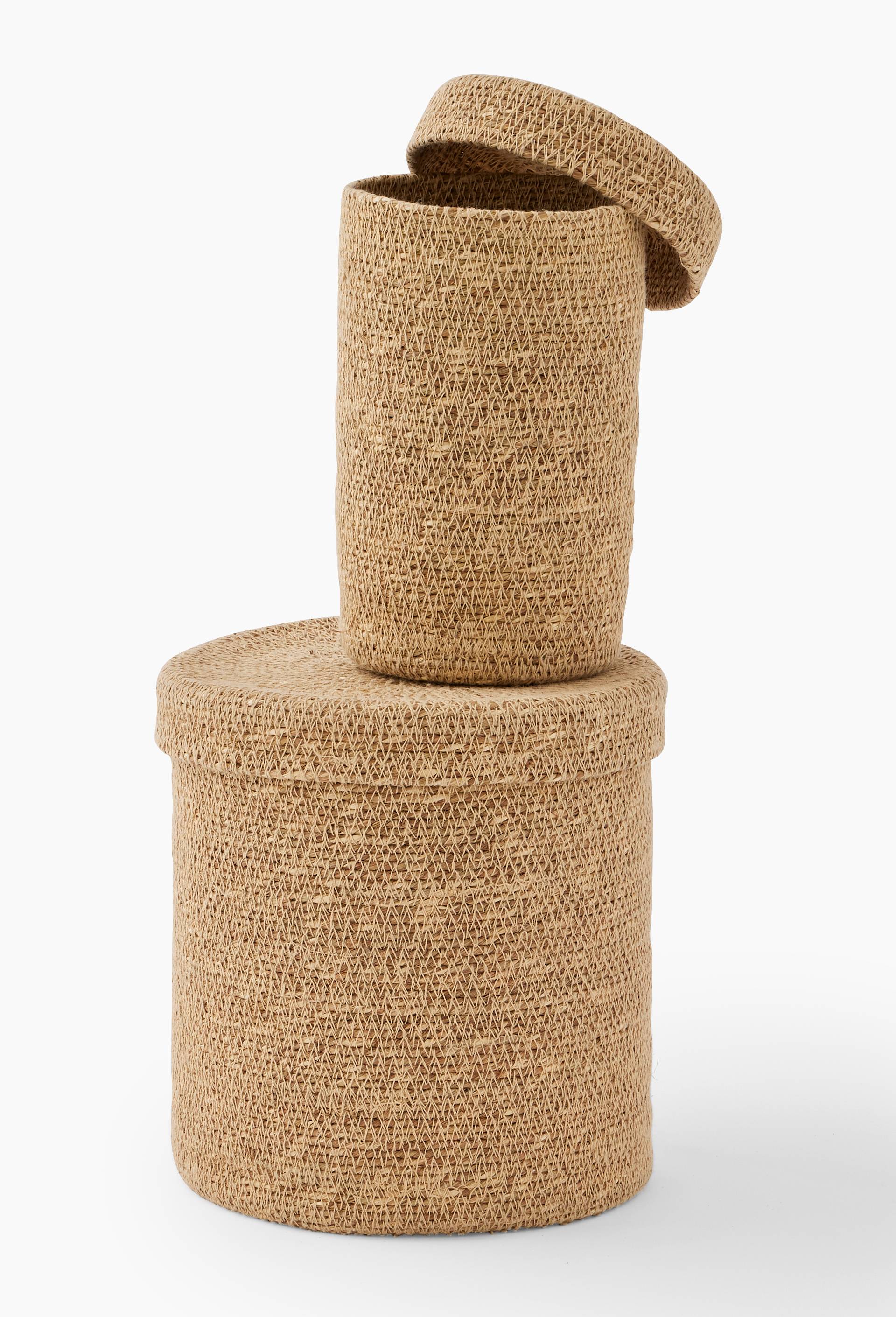 Boite de rangement, en jonc de mer, Beige clair, large image number 2