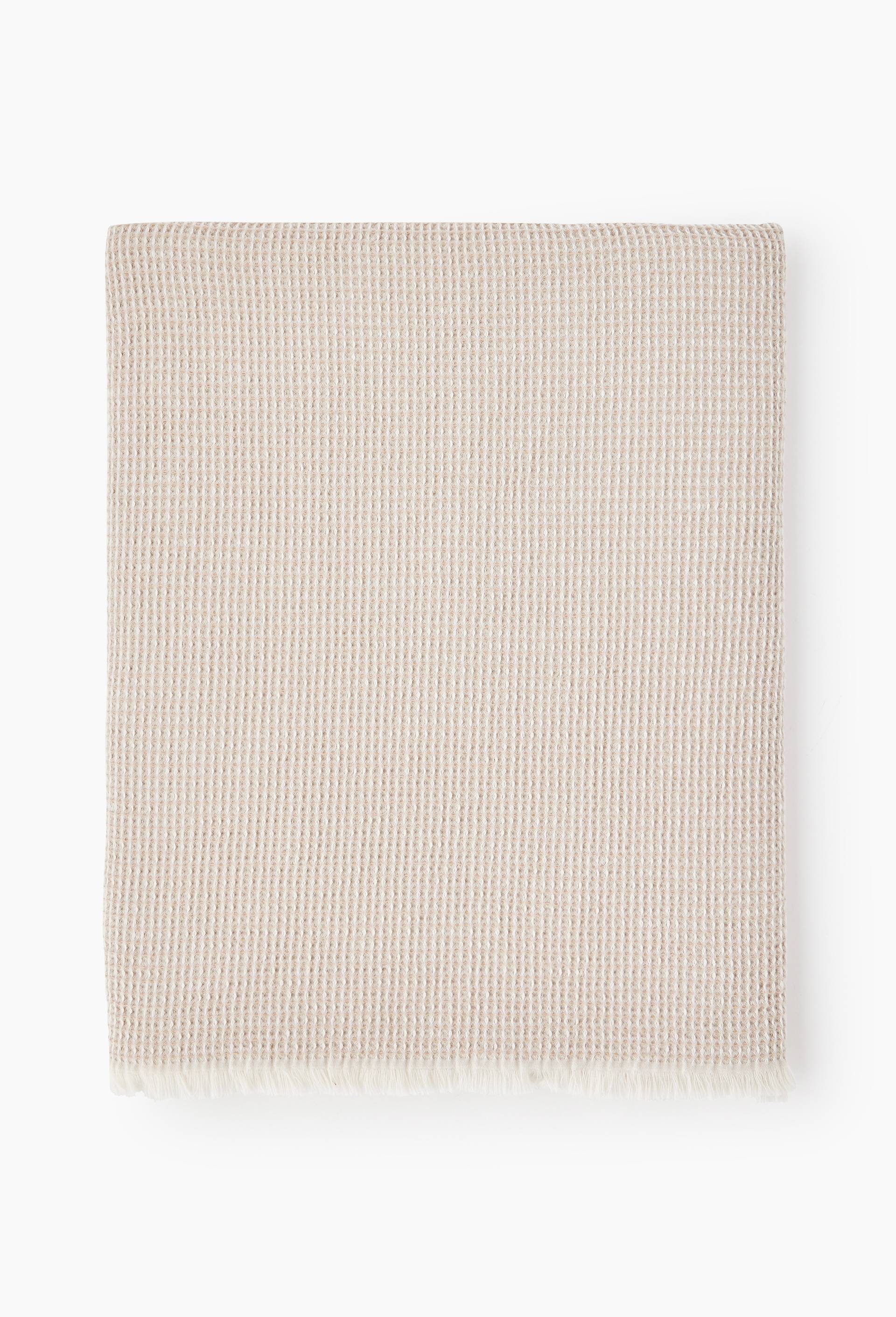 Fouta nid d'abeille, 100x180cm, 100% coton bio, Brun clair, large image number 0