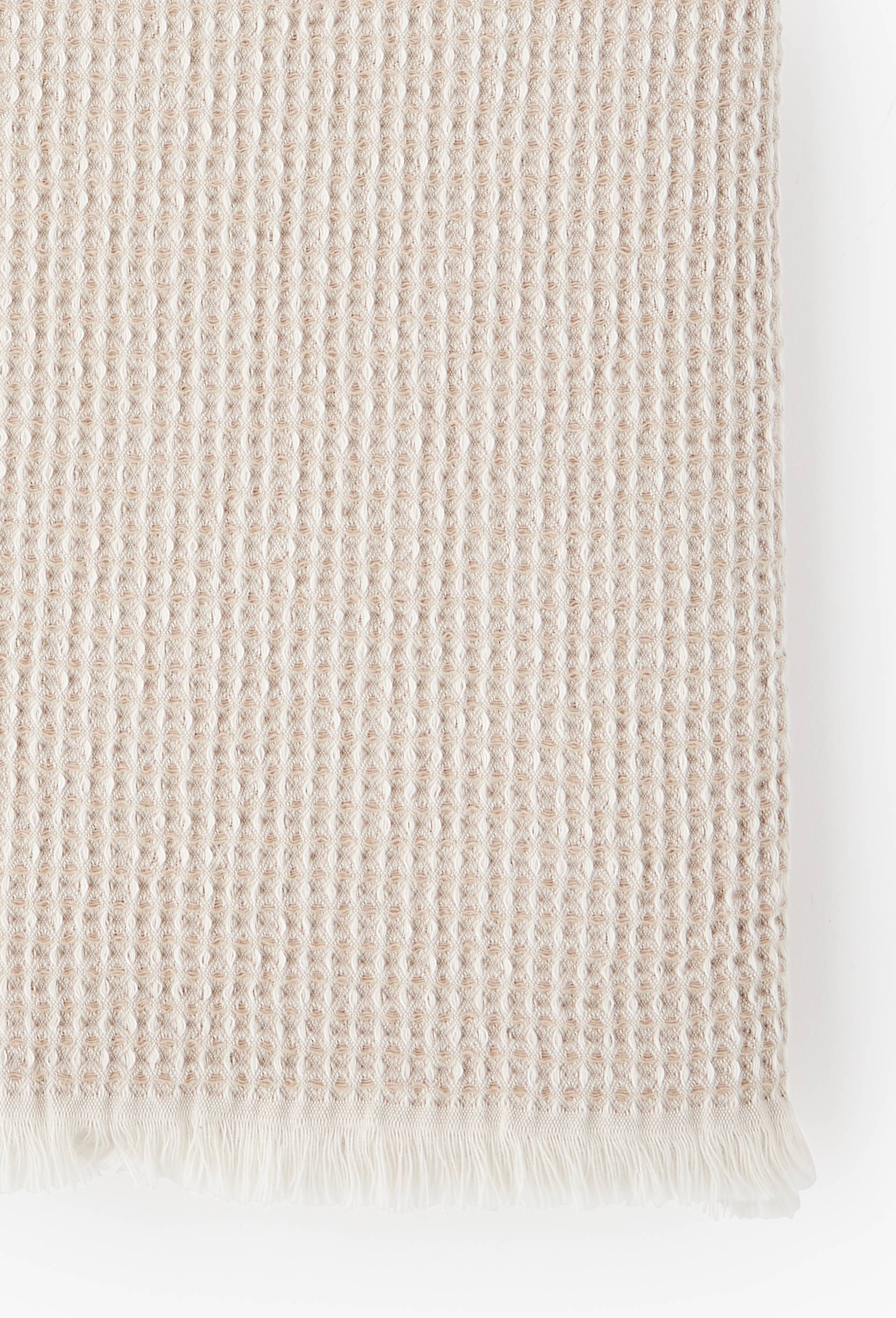 Fouta nid d'abeille, 100x180cm, 100% coton bio, Brun clair, large image number 1.0