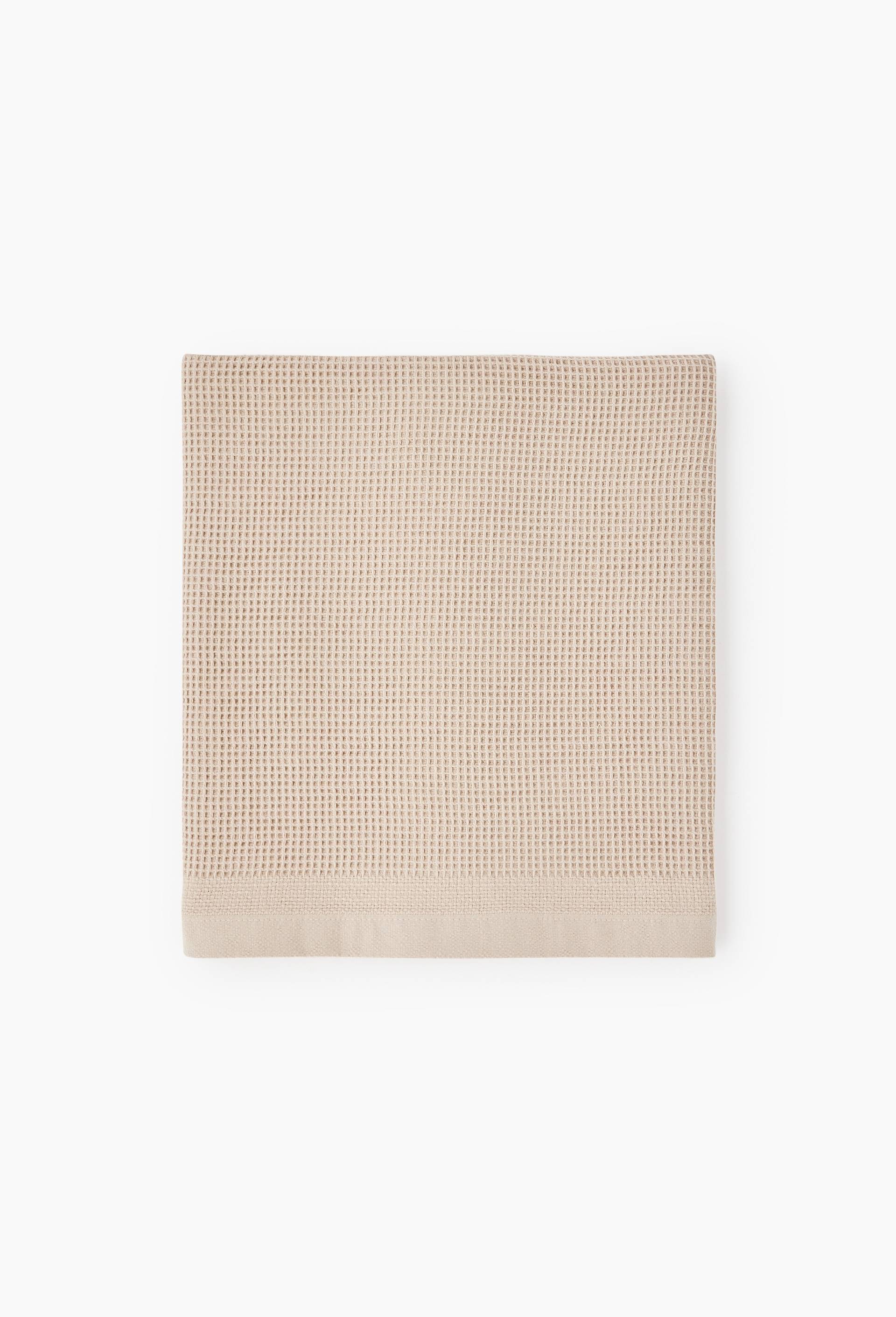 Drap de bain nid abeille, 70x140cm, 100% coton bio, Brun clair, large image number 0
