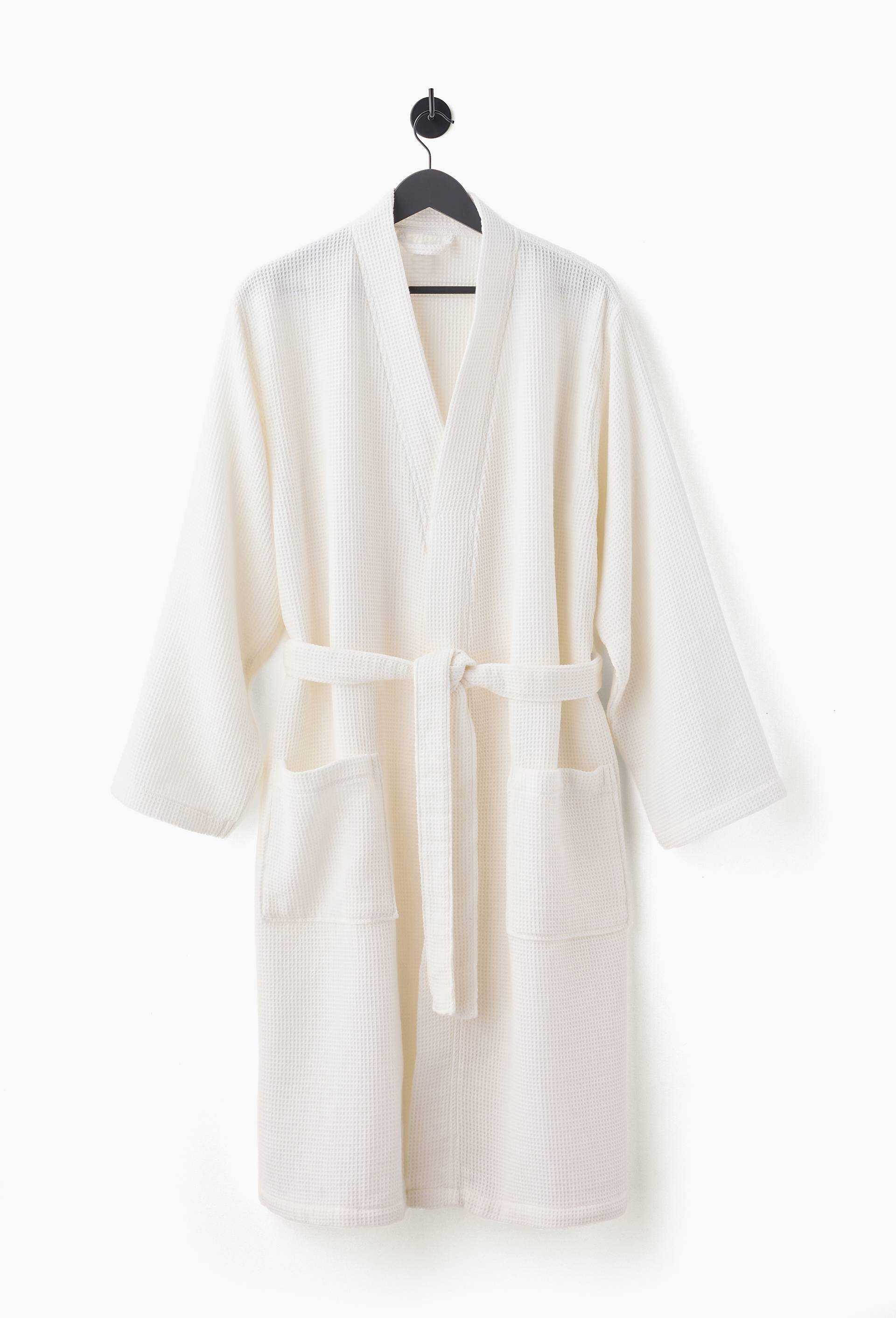 Peignoir kimono nid d'abeille, taille unique, 100% coton bio, Ecru, large image number 0.0