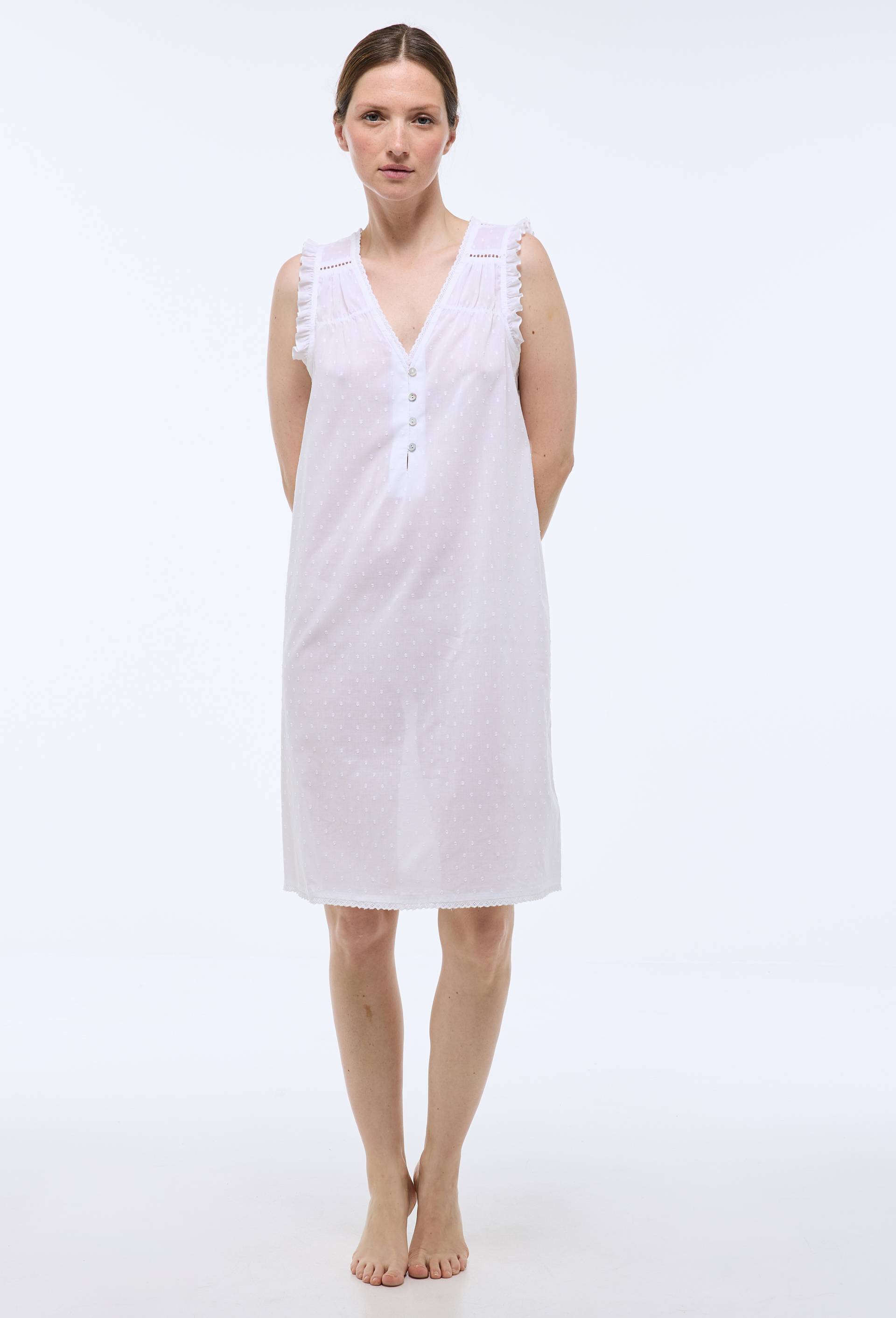 Chemise De Nuit Femme Manches Courtes Chemise De Nuit Unie En