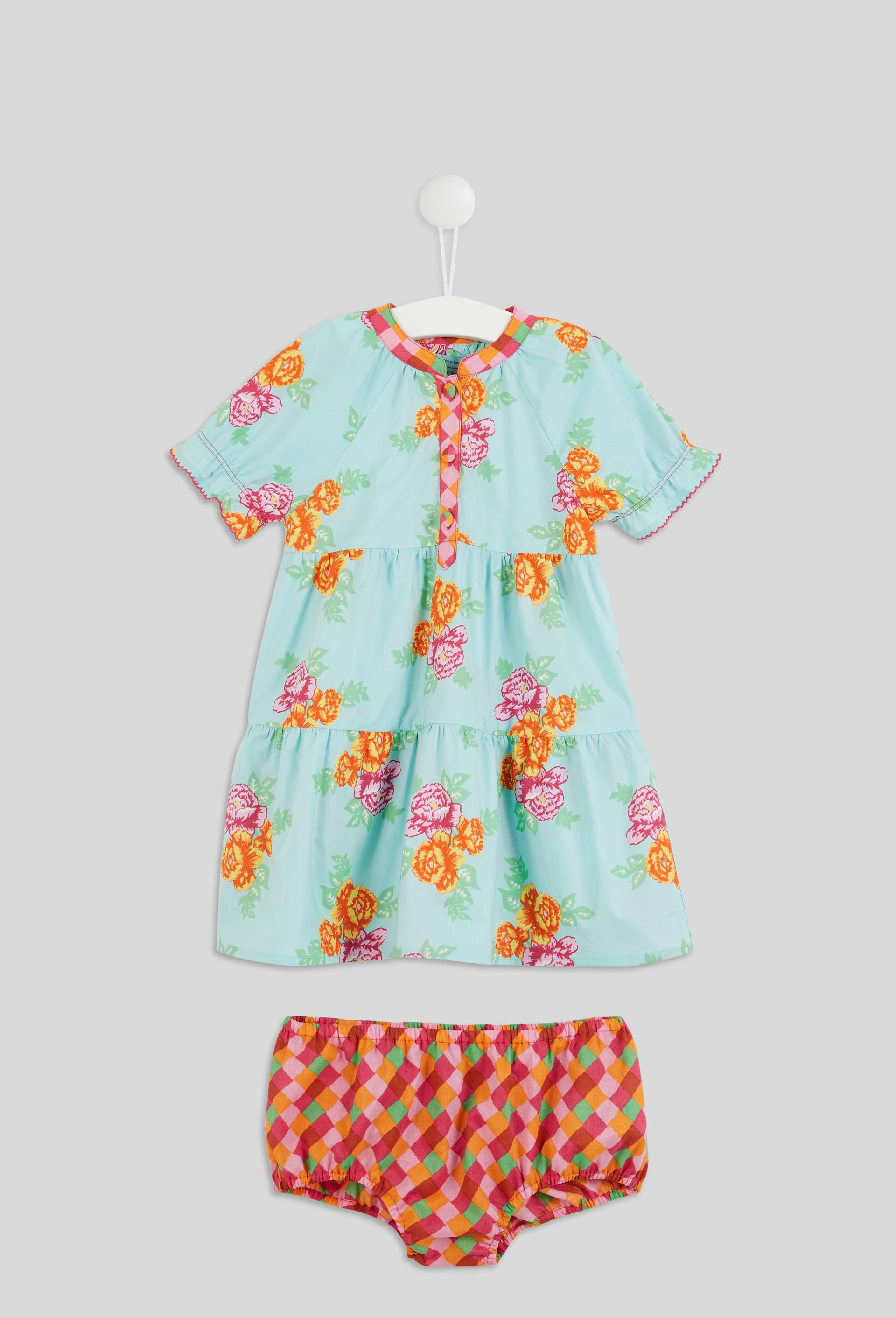Robe manches courtes en coton et bloomer assorti - LISA CORTI X MONOPRIX, Bleu clair, large image number 0